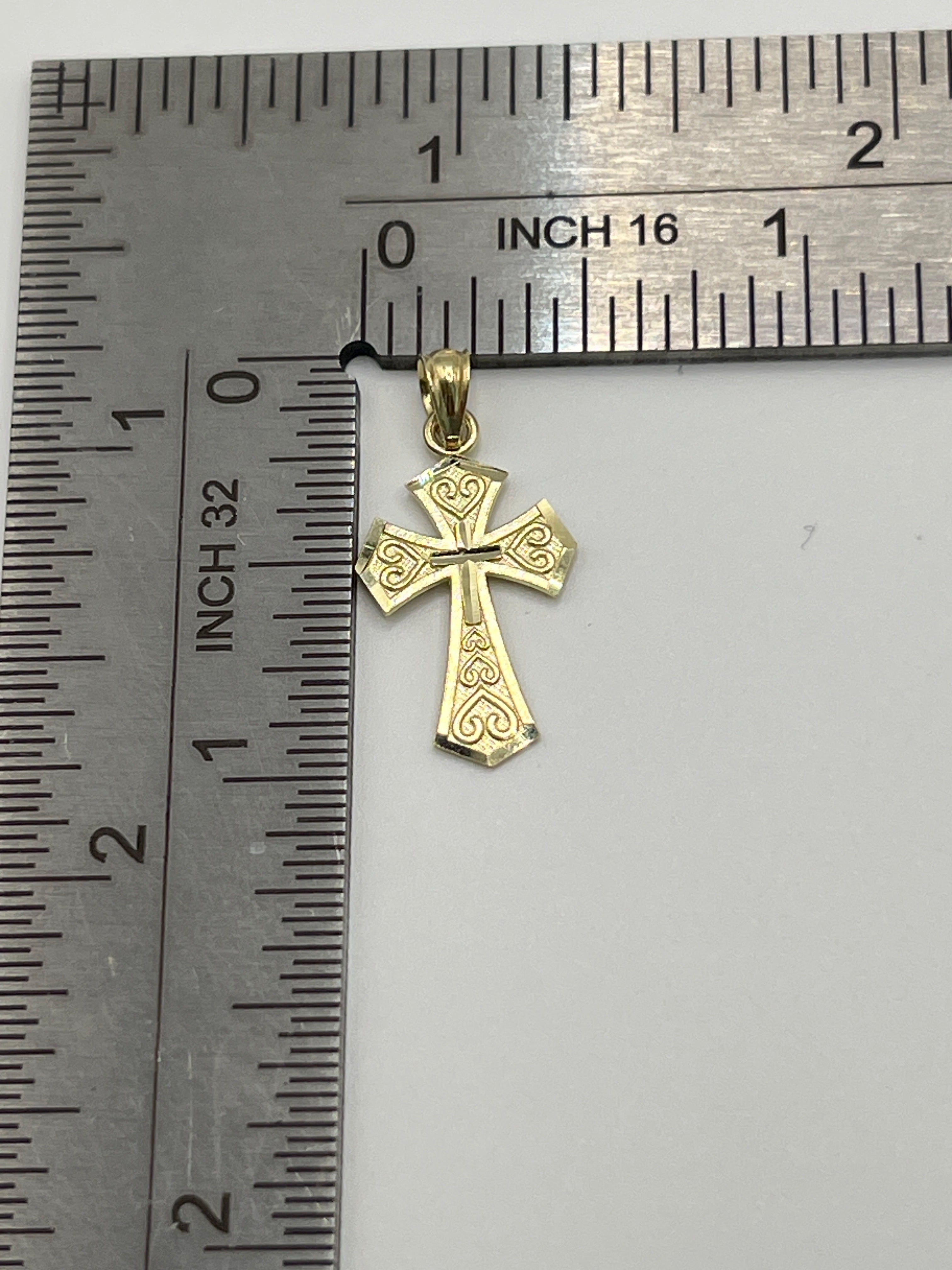 10K Yellow Gold Cross Pendant – Classic Faith Religious Necklace Charm