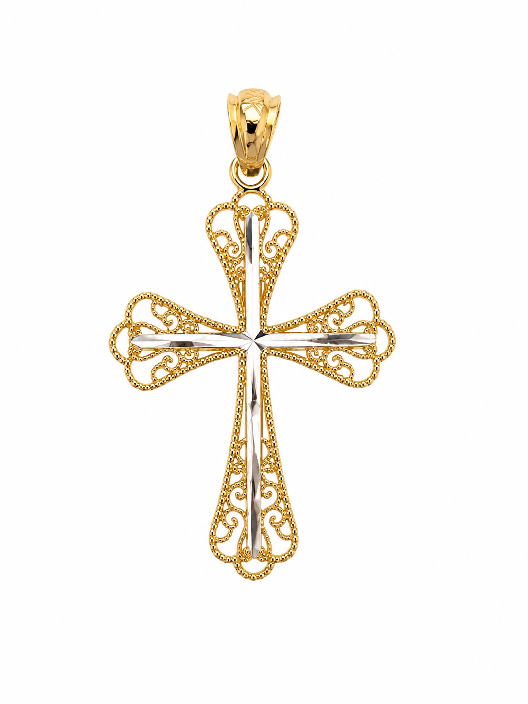 10K Yellow Gold Cross Pendant – Classic Religious Faith Necklace Charm