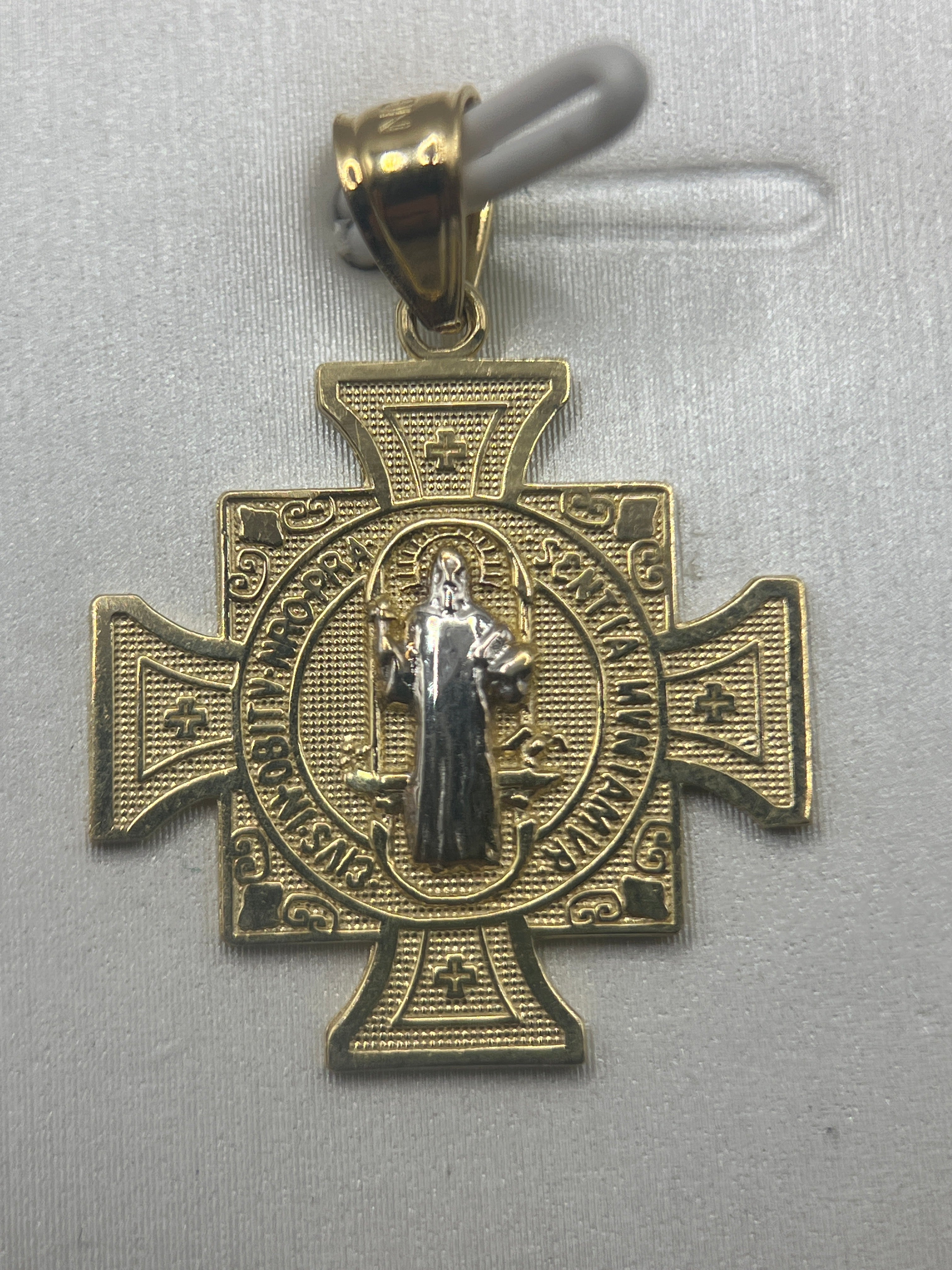 10K Yellow Gold St. Benedict Pendant – Religious Protection Medal Charm