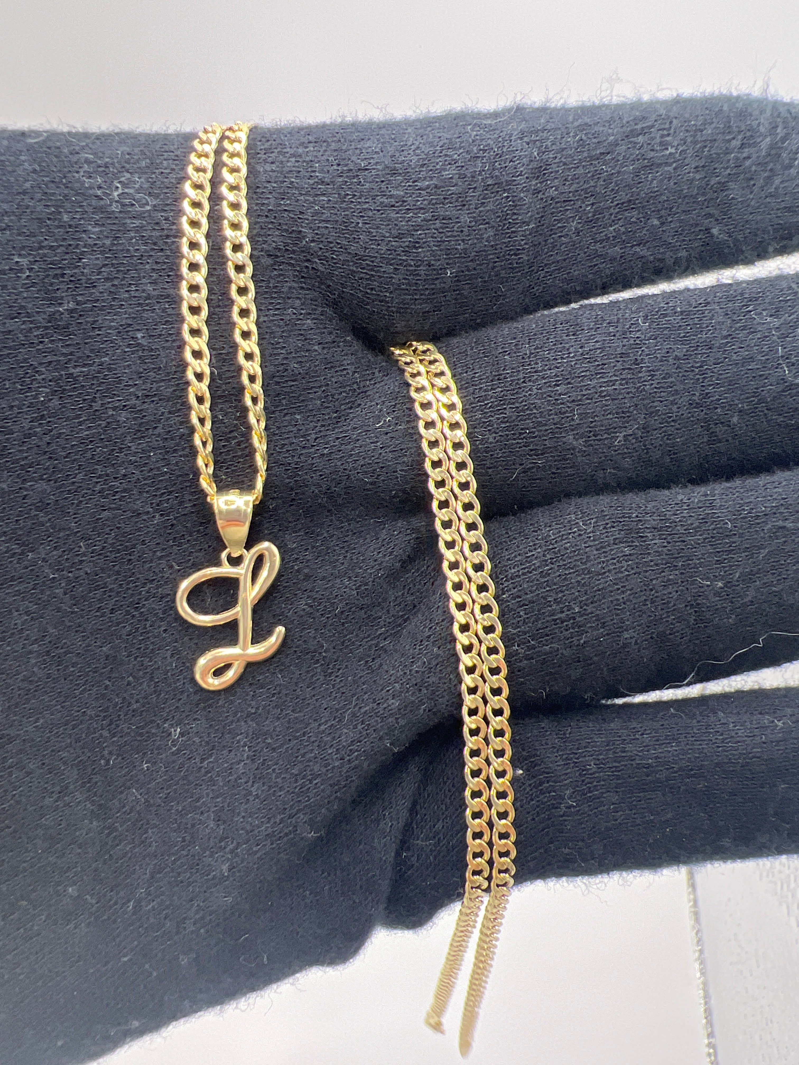 10K Yellow Gold Initial L Pendant – Personalized Letter Necklace Charm