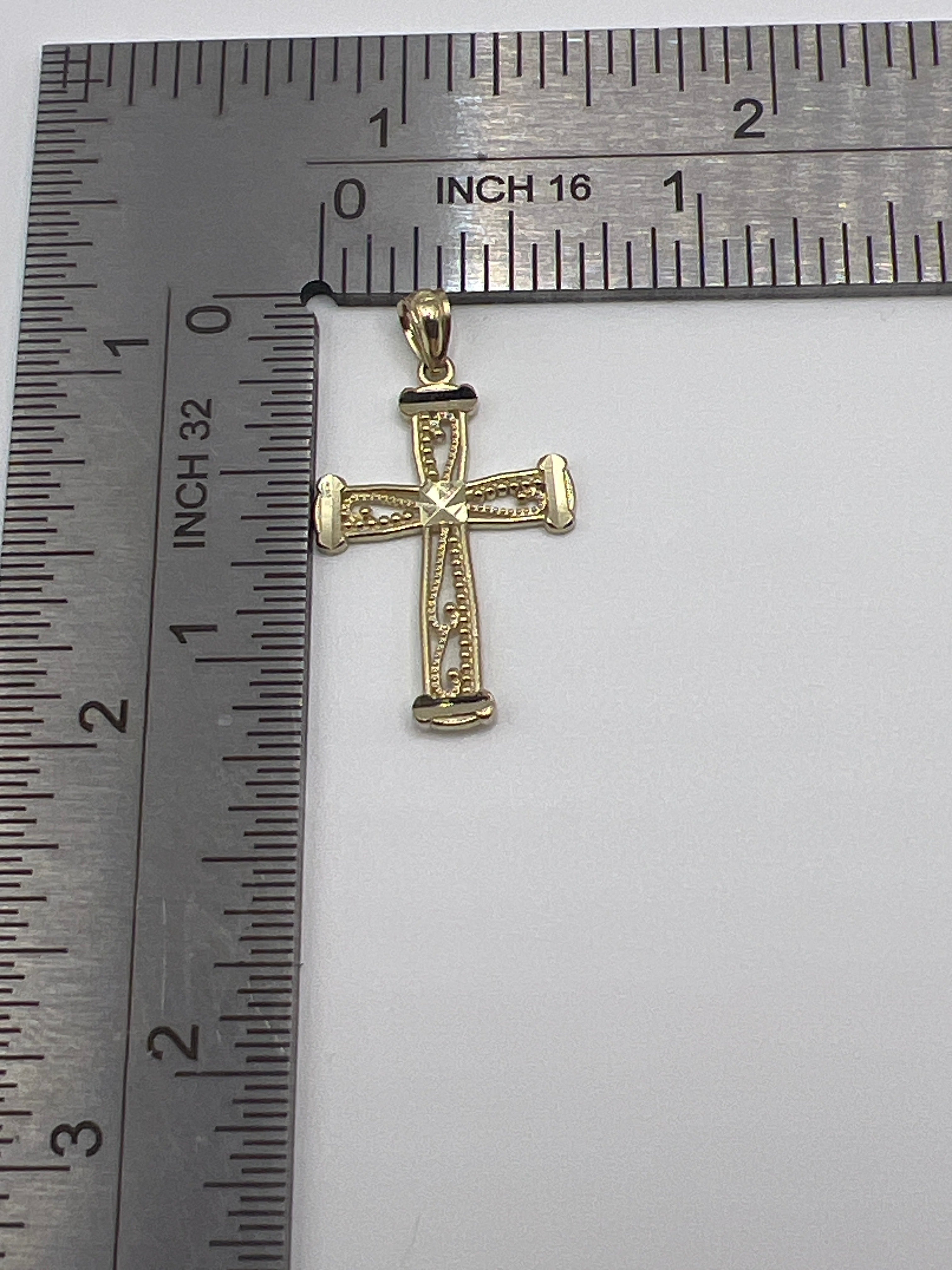10K Yellow Gold Cross Pendant – Classic Faith Religious Necklace Charm