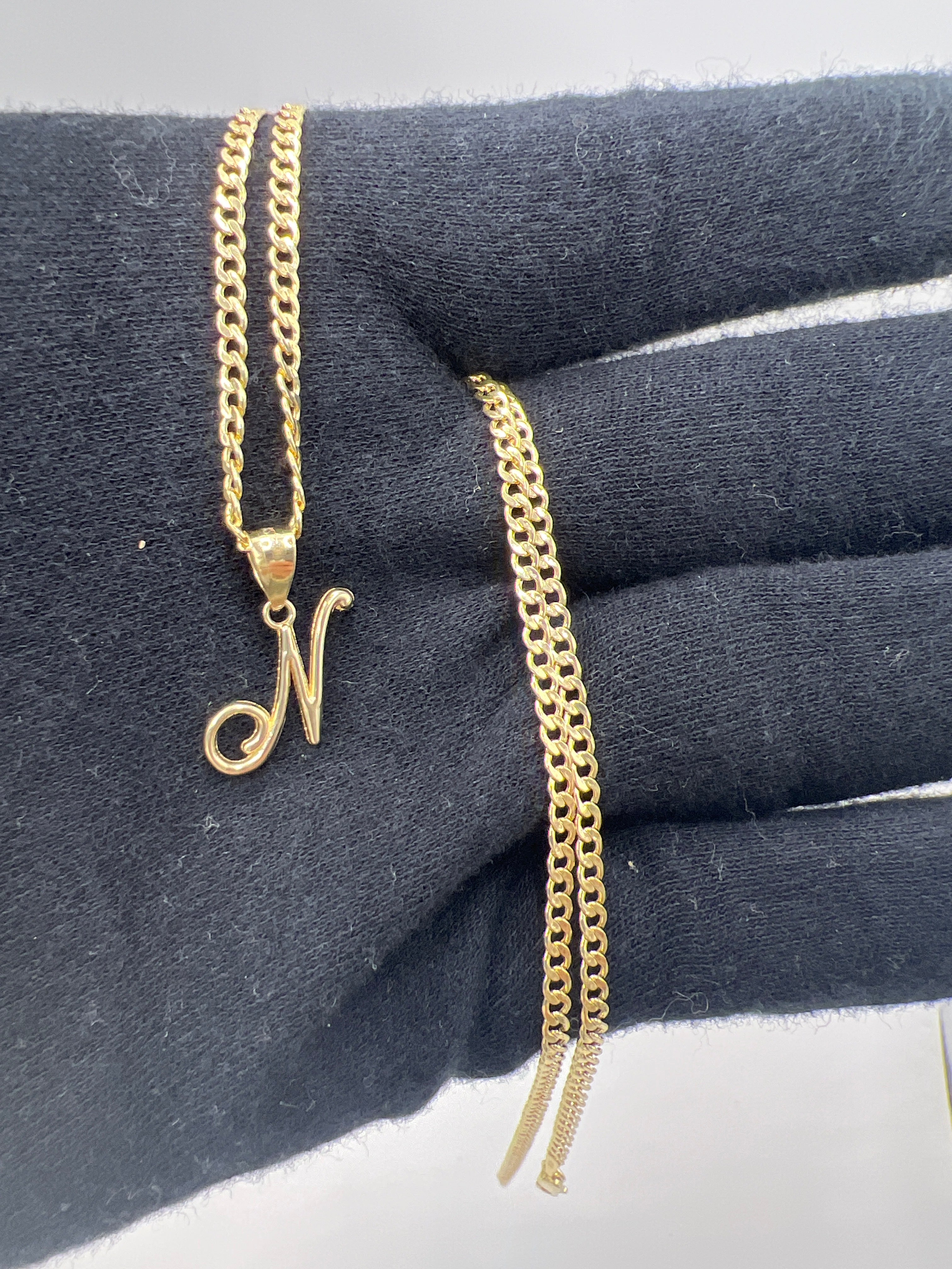 10K Yellow Gold Initial N Pendant – Personalized Letter Necklace Charm
