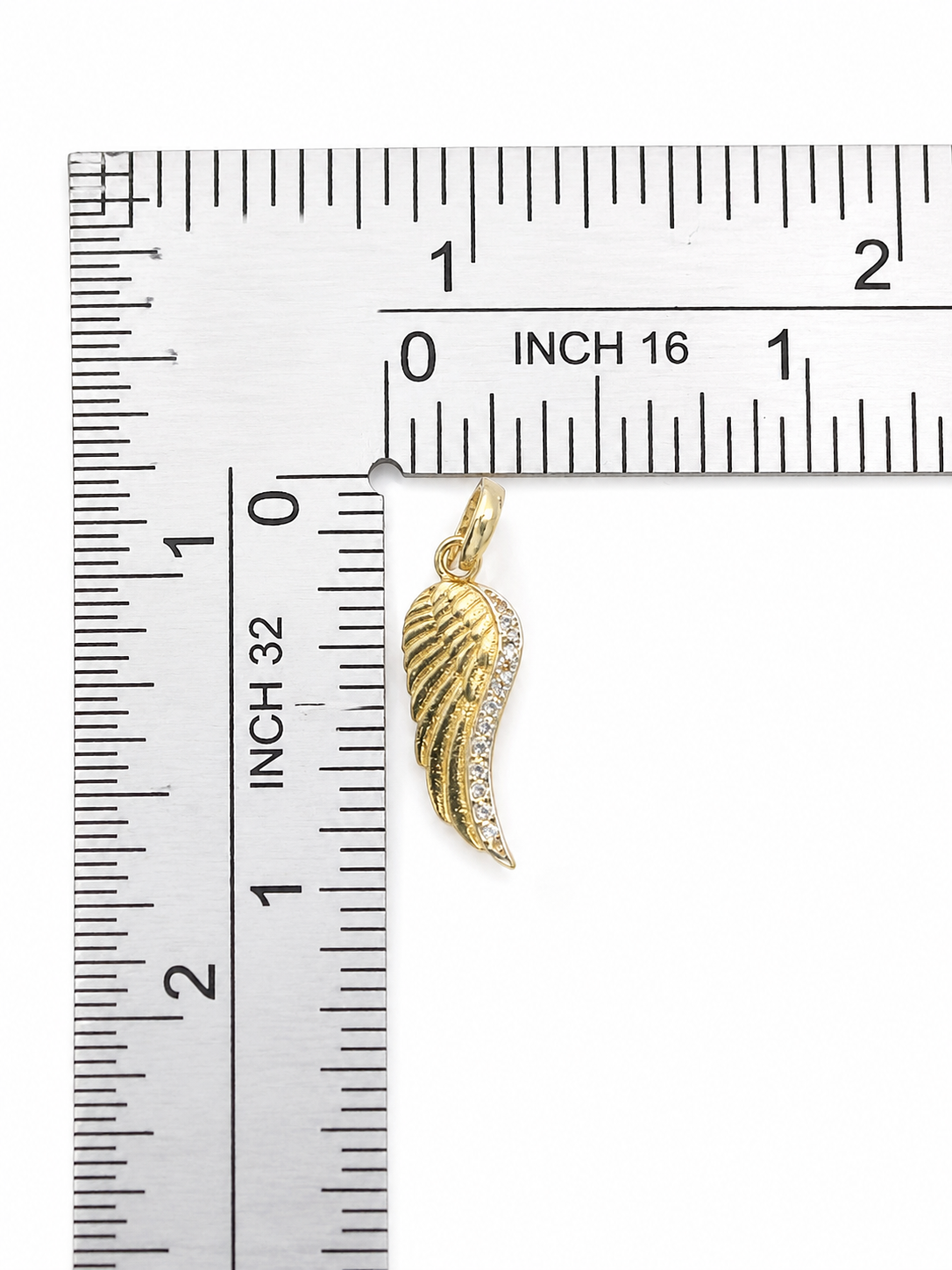 10K Yellow Gold Angel Wing Pendant with CZ Accents