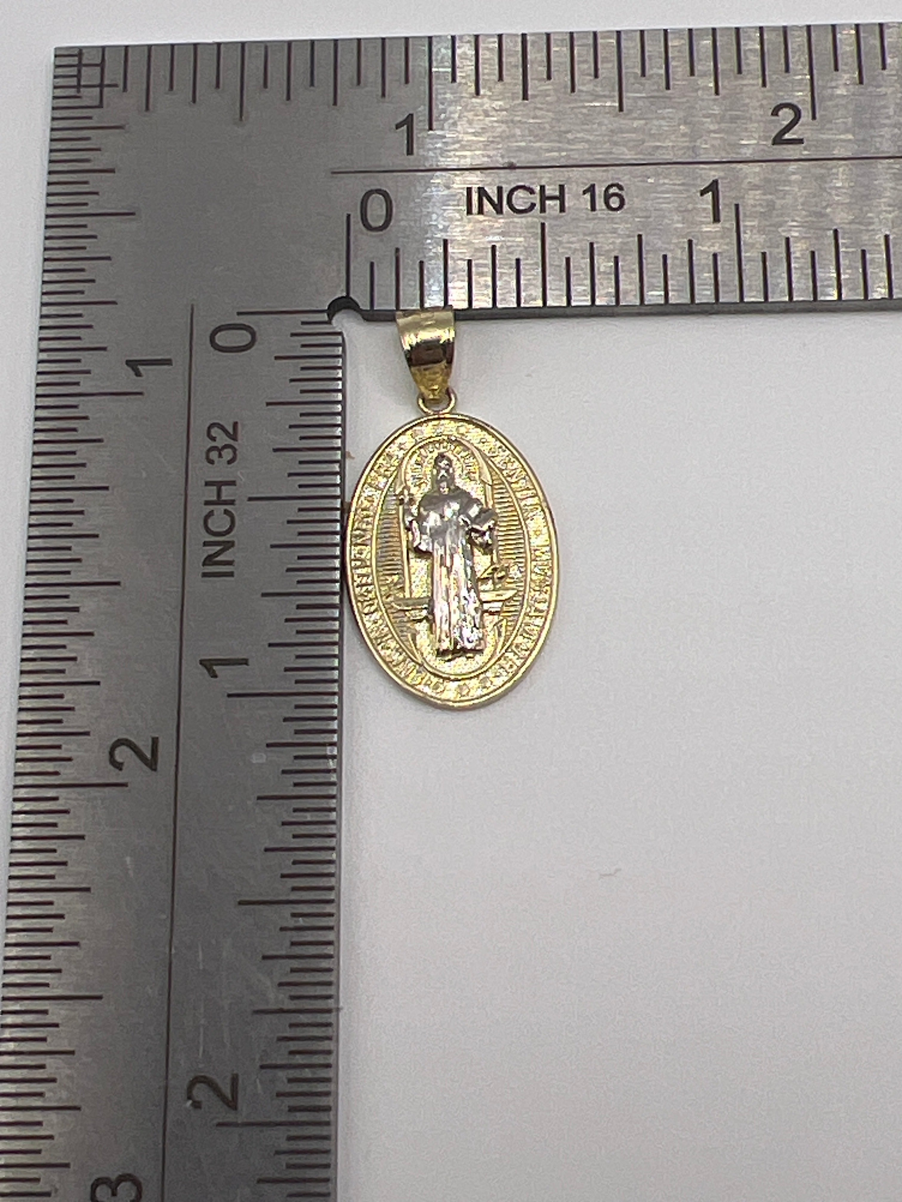 10K Yellow Gold St. Benedict Pendant – Religious Protection Medal Charm