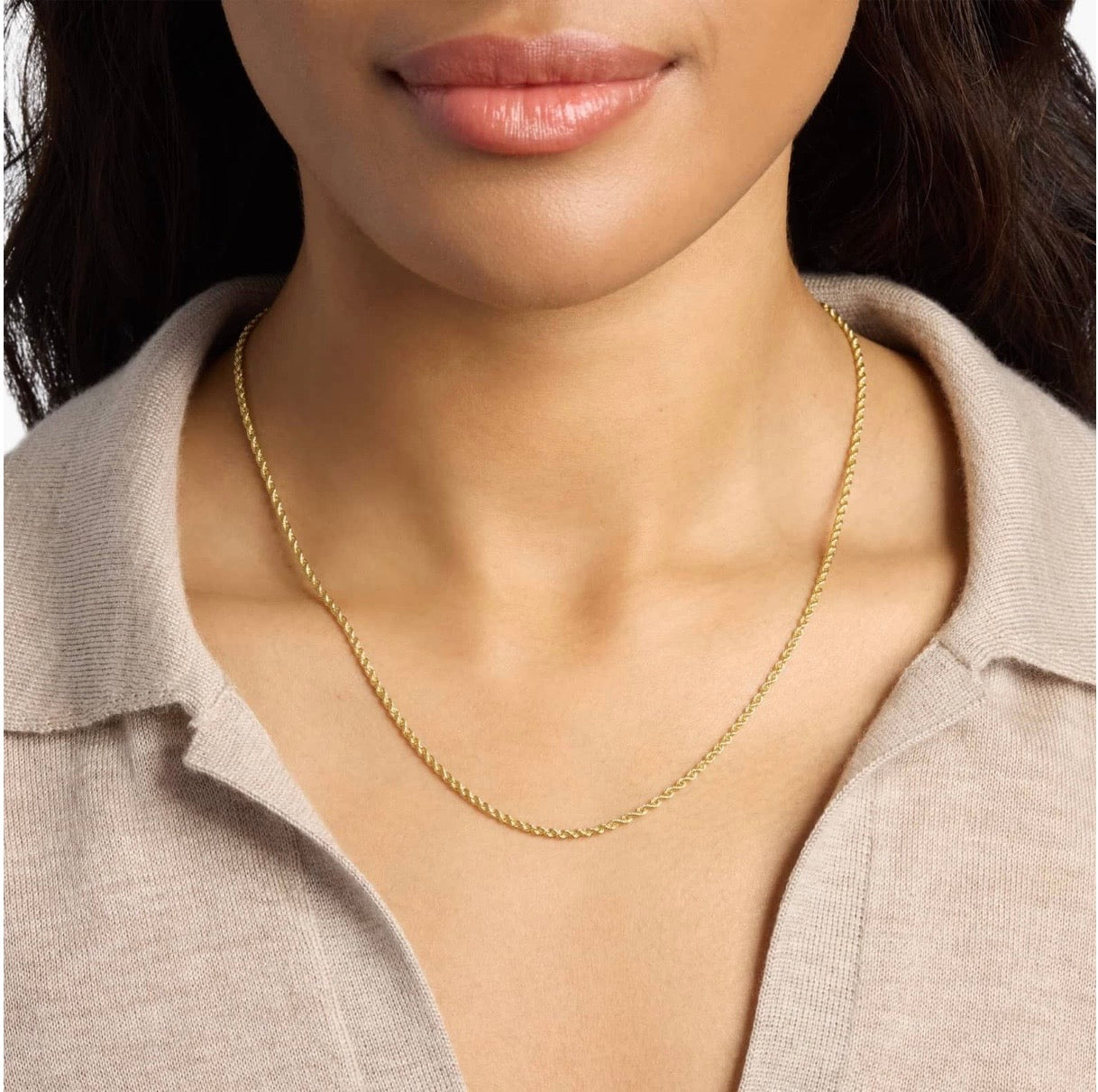 10K Yellow Gold Rope Chain 18” – 2mm Classic Twisted Necklace