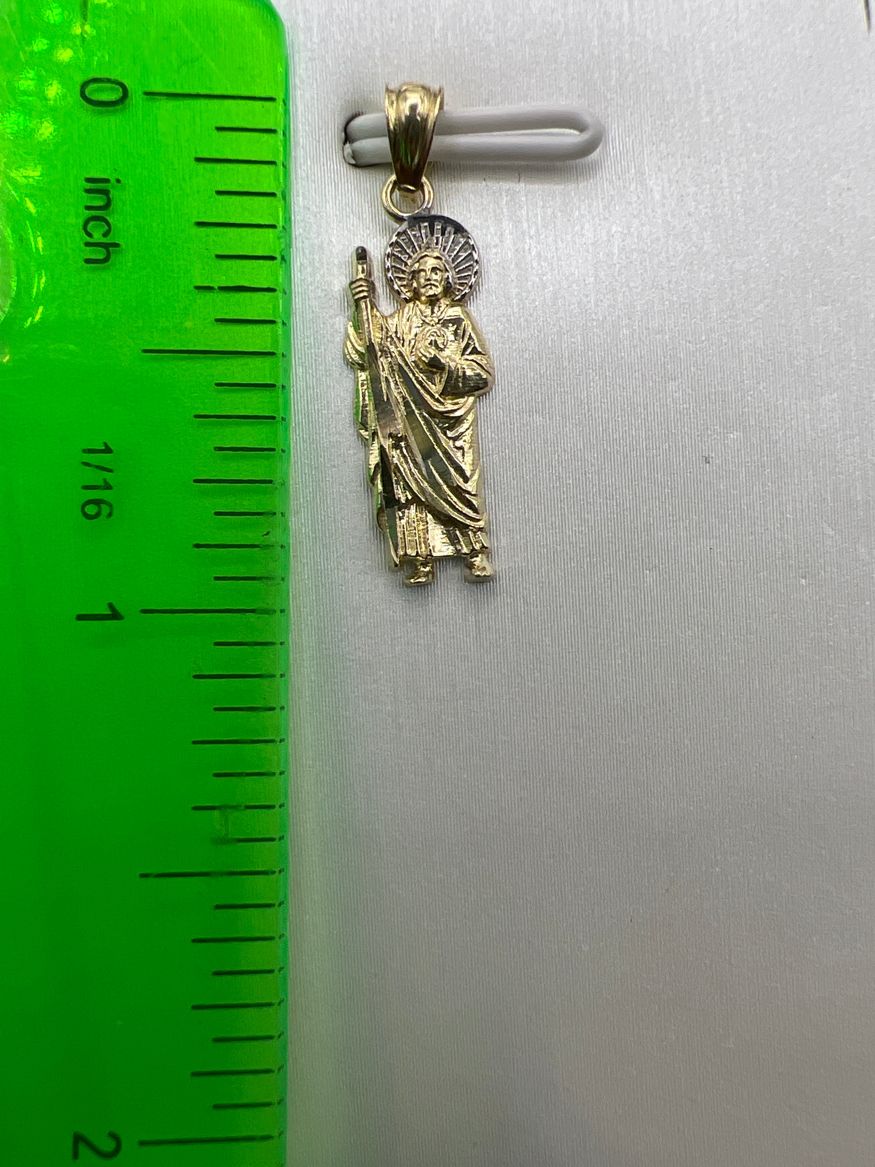 10K Yellow Gold St. Jude Pendant – Elegant Religious Medal Charm