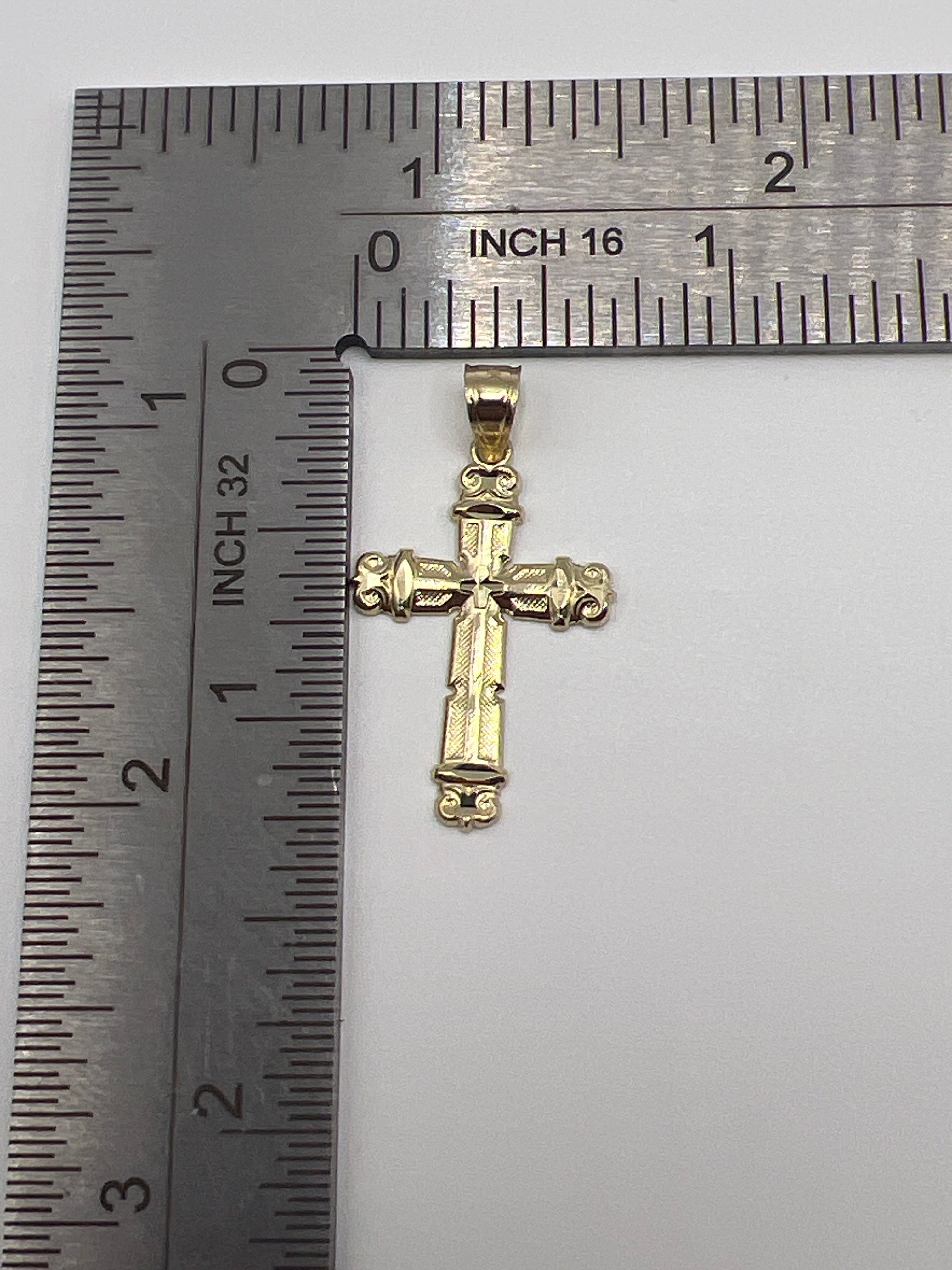 10K Yellow Gold Cross Pendant – Classic Faith Religious Necklace Charm