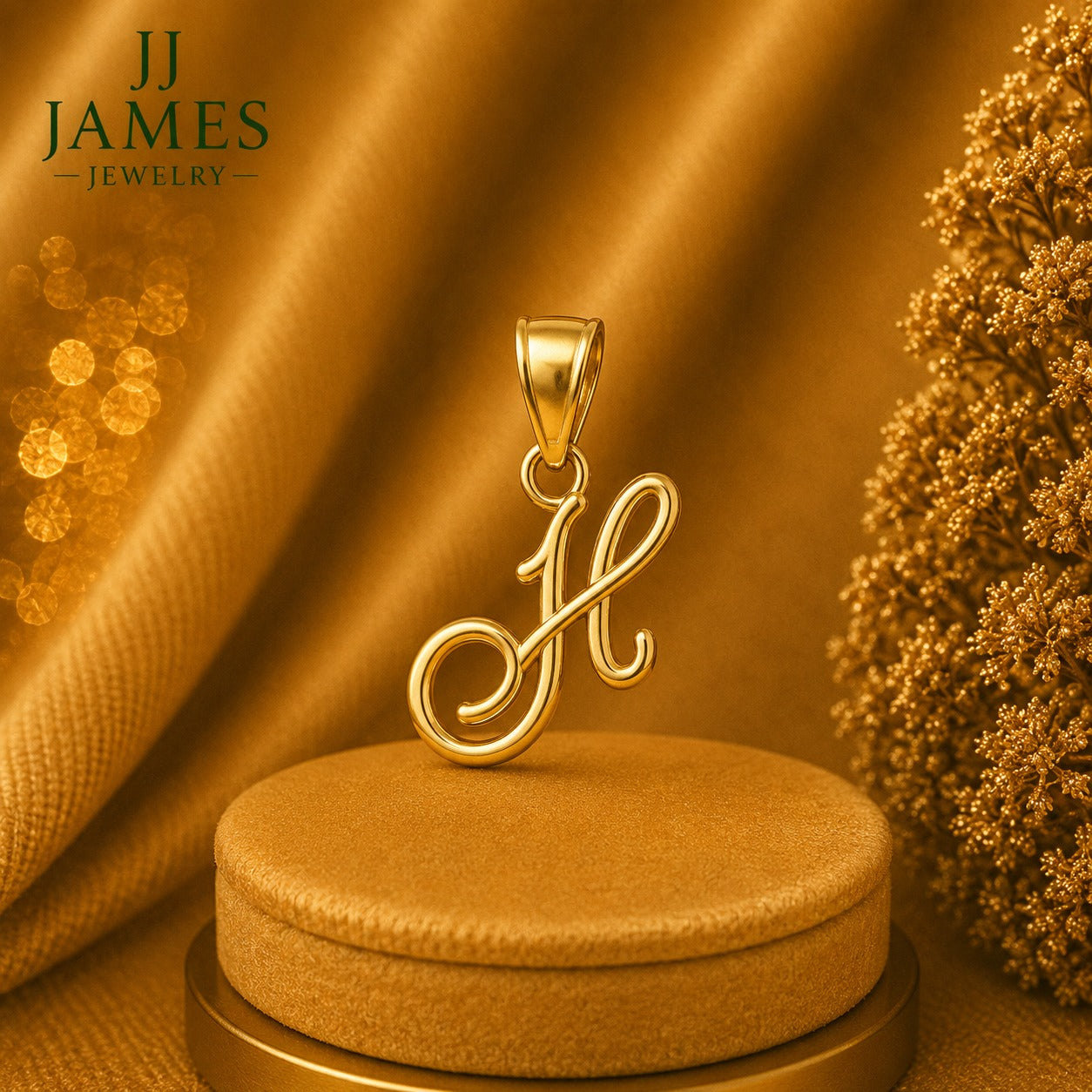 10K Yellow Gold Initial H Pendant – Personalized Letter Necklace Charm