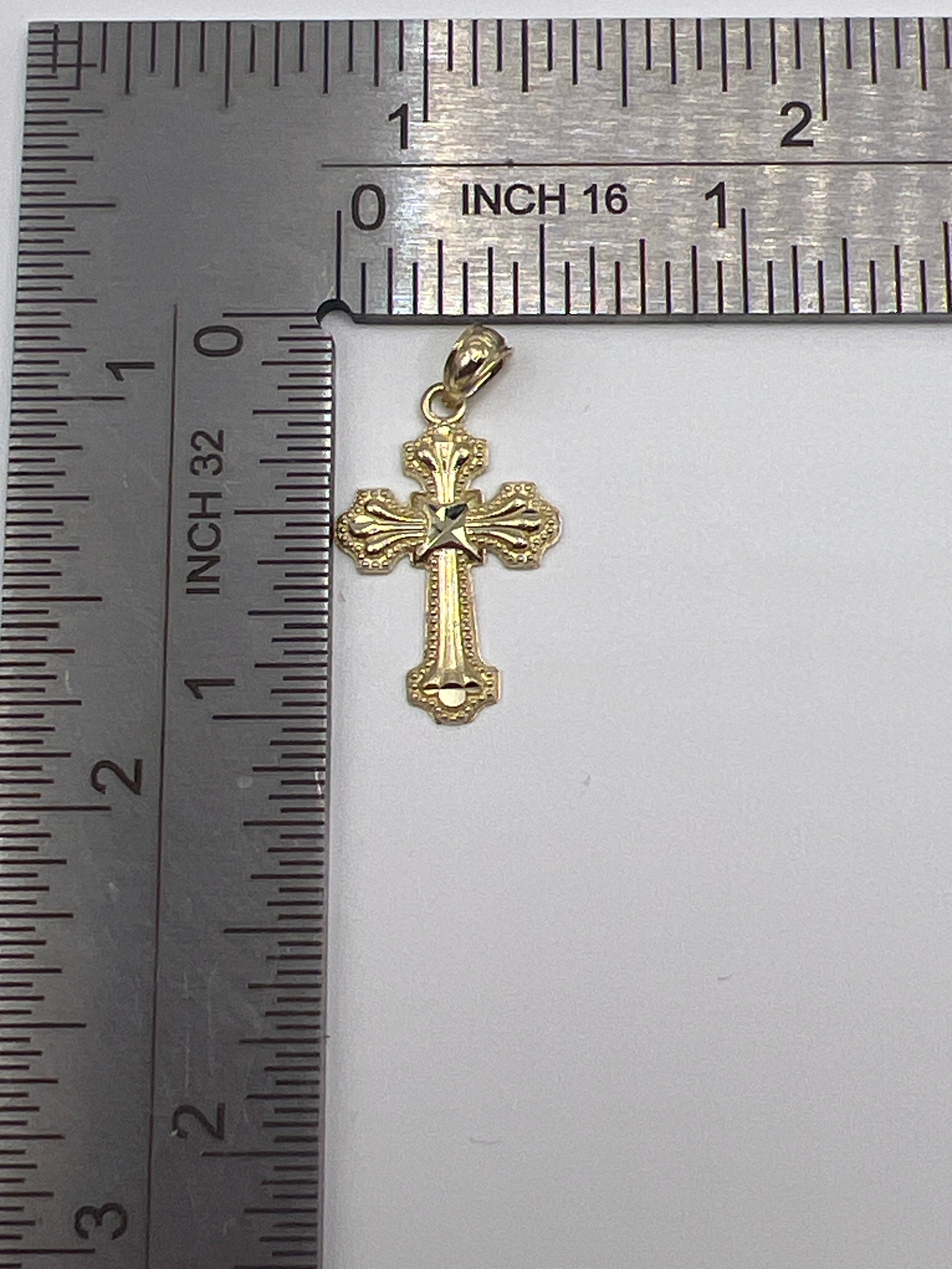 10K Yellow Gold Cross Pendant – Classic Faith Religious Necklace Charm