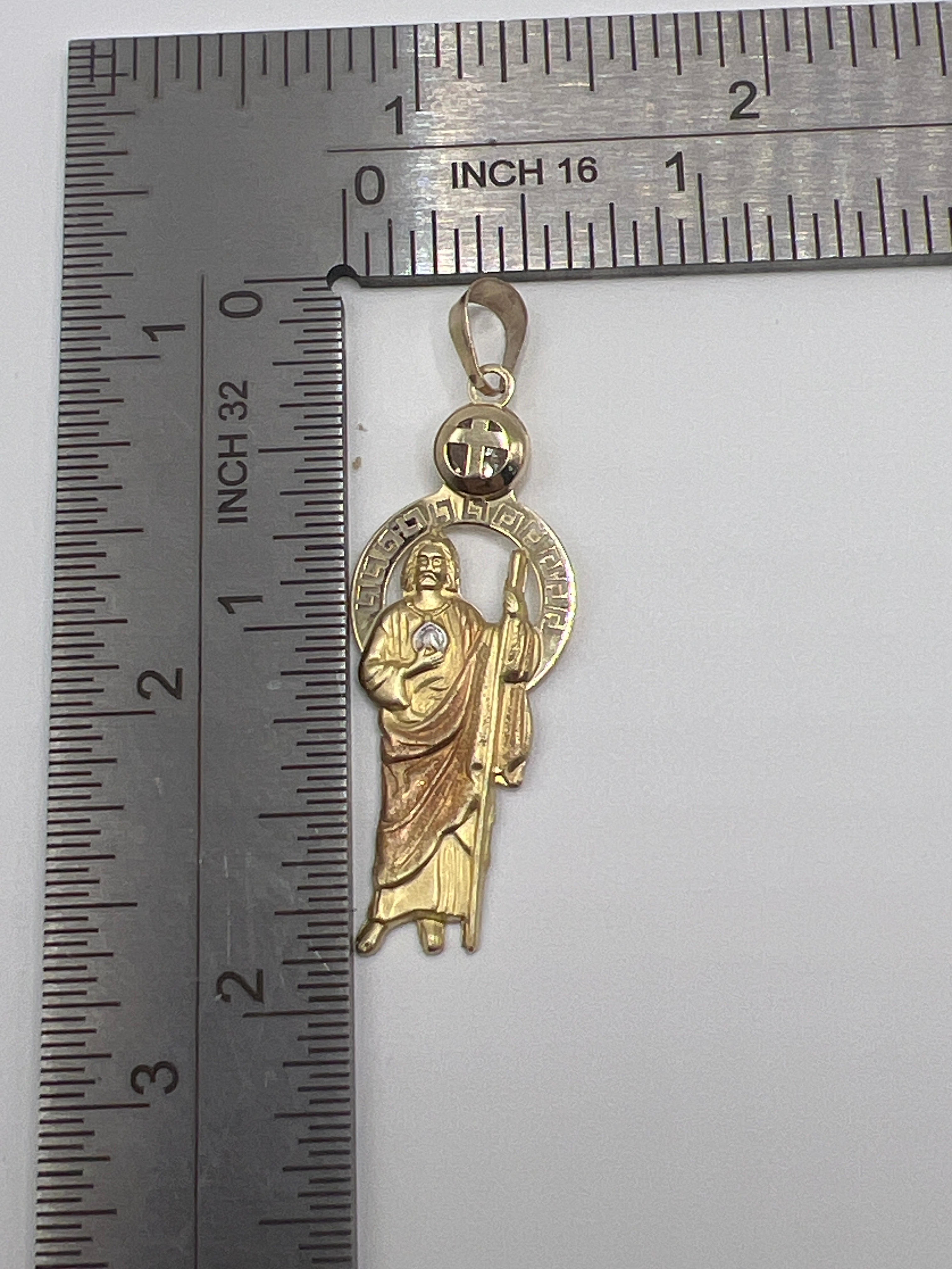 10K Yellow Gold St. Jude Pendant – Religious Medallion Jewellery