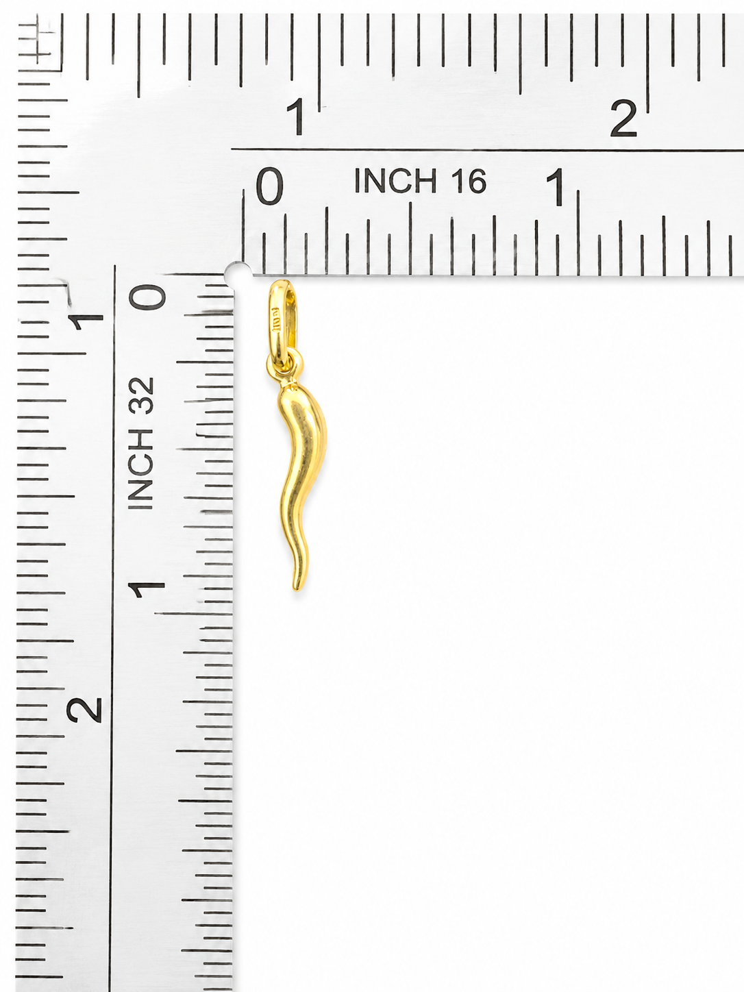 10K Yellow Gold Italian Horn Pendant – Polished Lucky Charm (Cornicello)