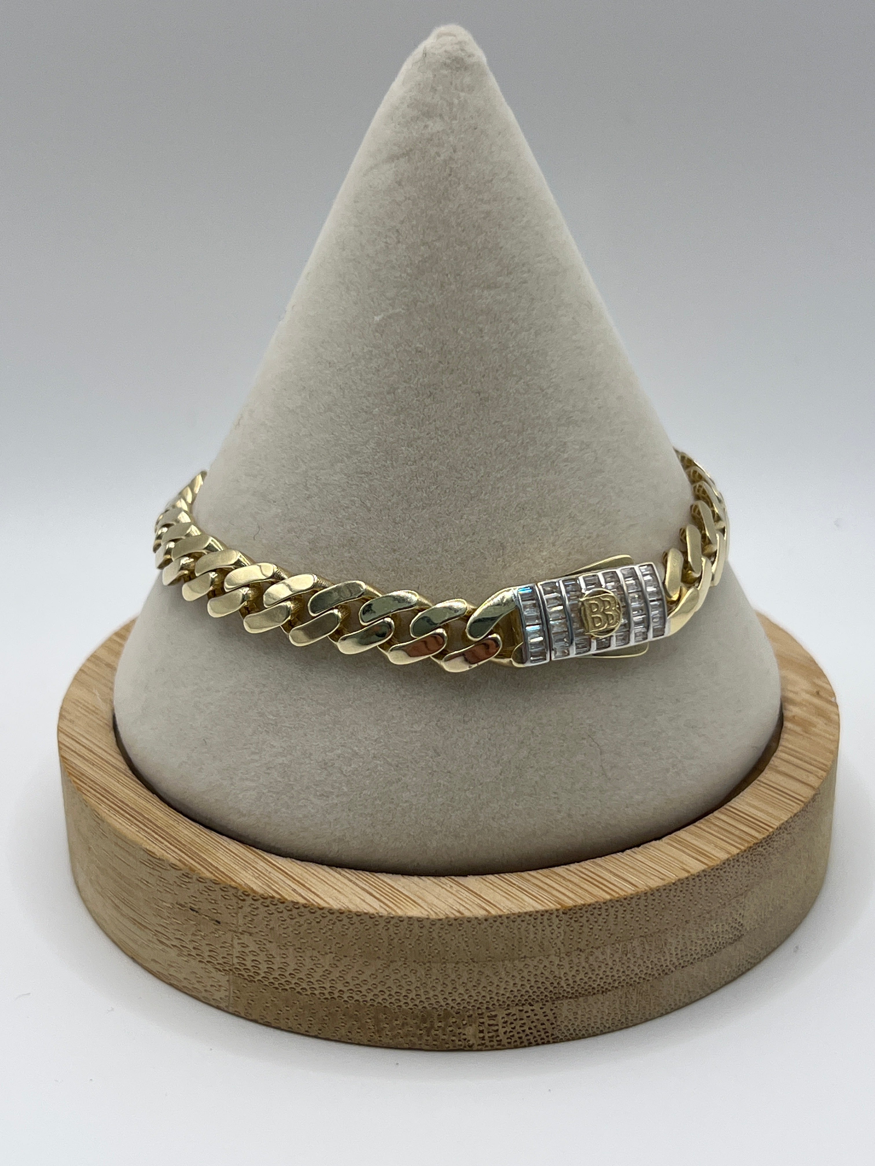 10K Yellow Gold Monaco/Italo Chain 8” – 8mm Classic Twisted Necklace Jewelry