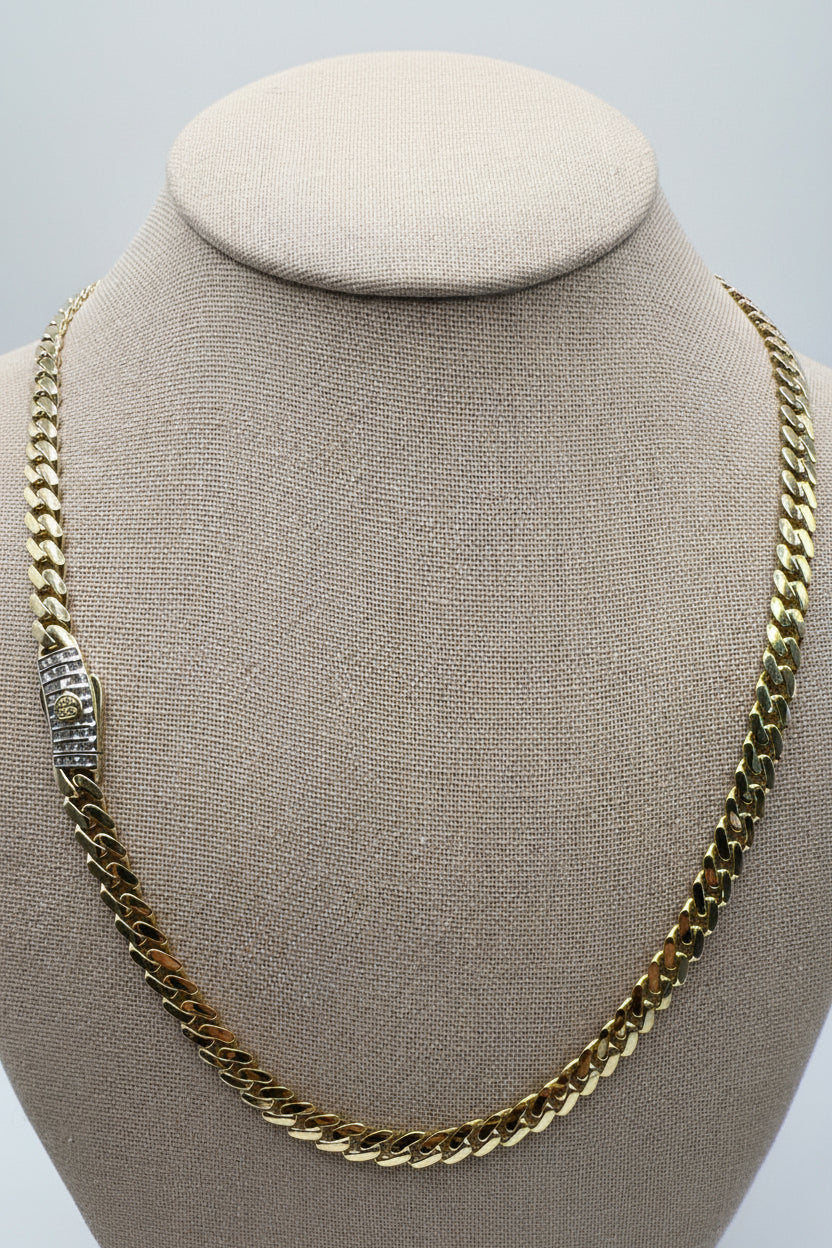 10K Yellow Gold Monaco/Italo Chain 22” – 7mm Classic Twisted Necklace Jewelry