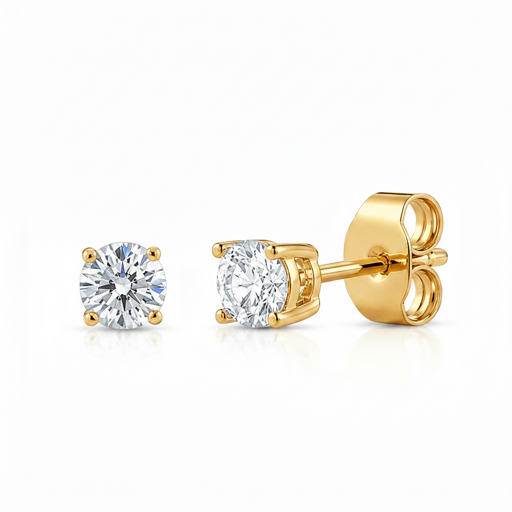 14K Yellow Gold 2mm Zirconia Stud Earrings