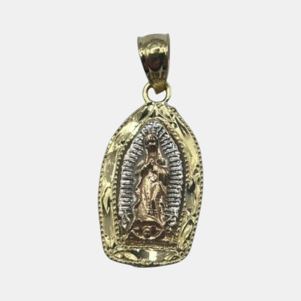 10K Yellow Gold Guadalupe Pendant – Religious Virgin Mary Gold Necklace Charm