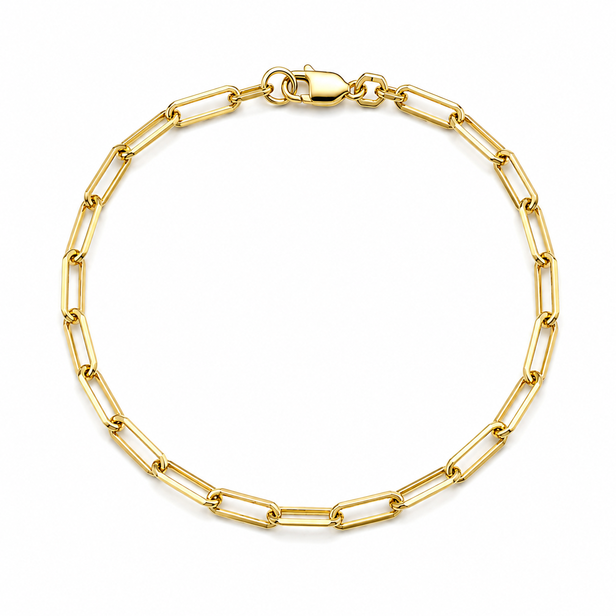 10K Yellow Gold paperclip Bracelet 7" – 2.5mm Classic Link Bracelet