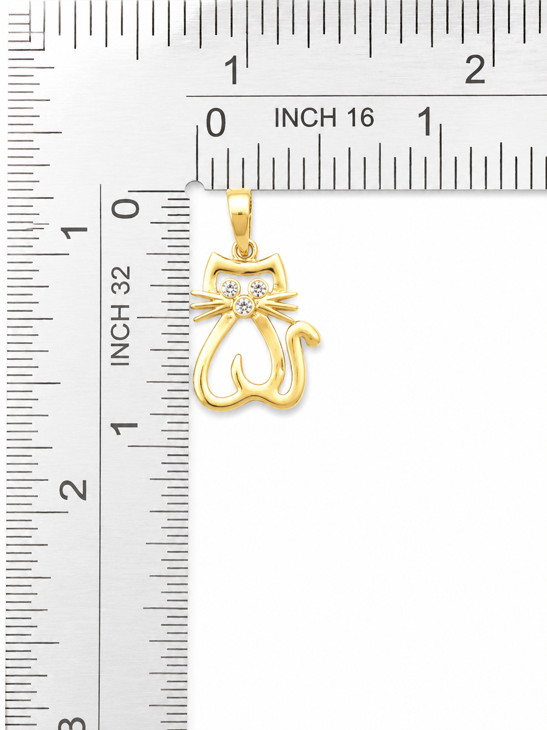 10K Yellow Gold Cat Pendant with Cubic Zirconia – Polished Finish