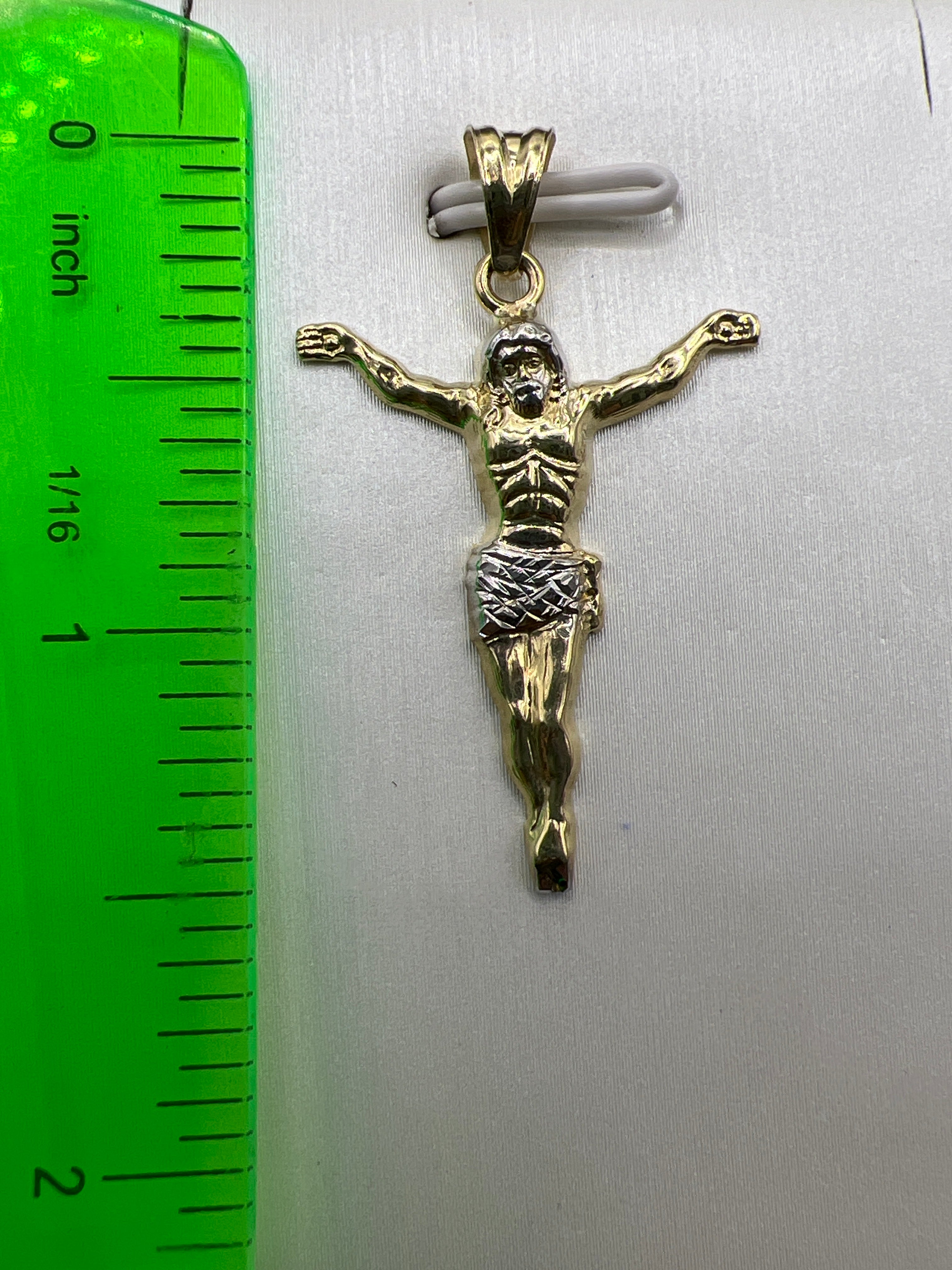 10K Yellow Gold Jesus Pendant – Religious Cross Faith Charm Necklace