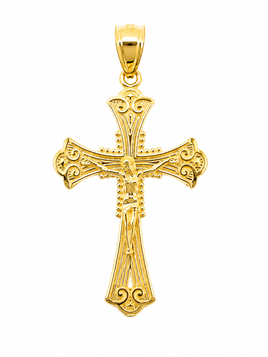 10K Yellow Gold Cross Pendant – Classic Faith Religious Necklace Charm