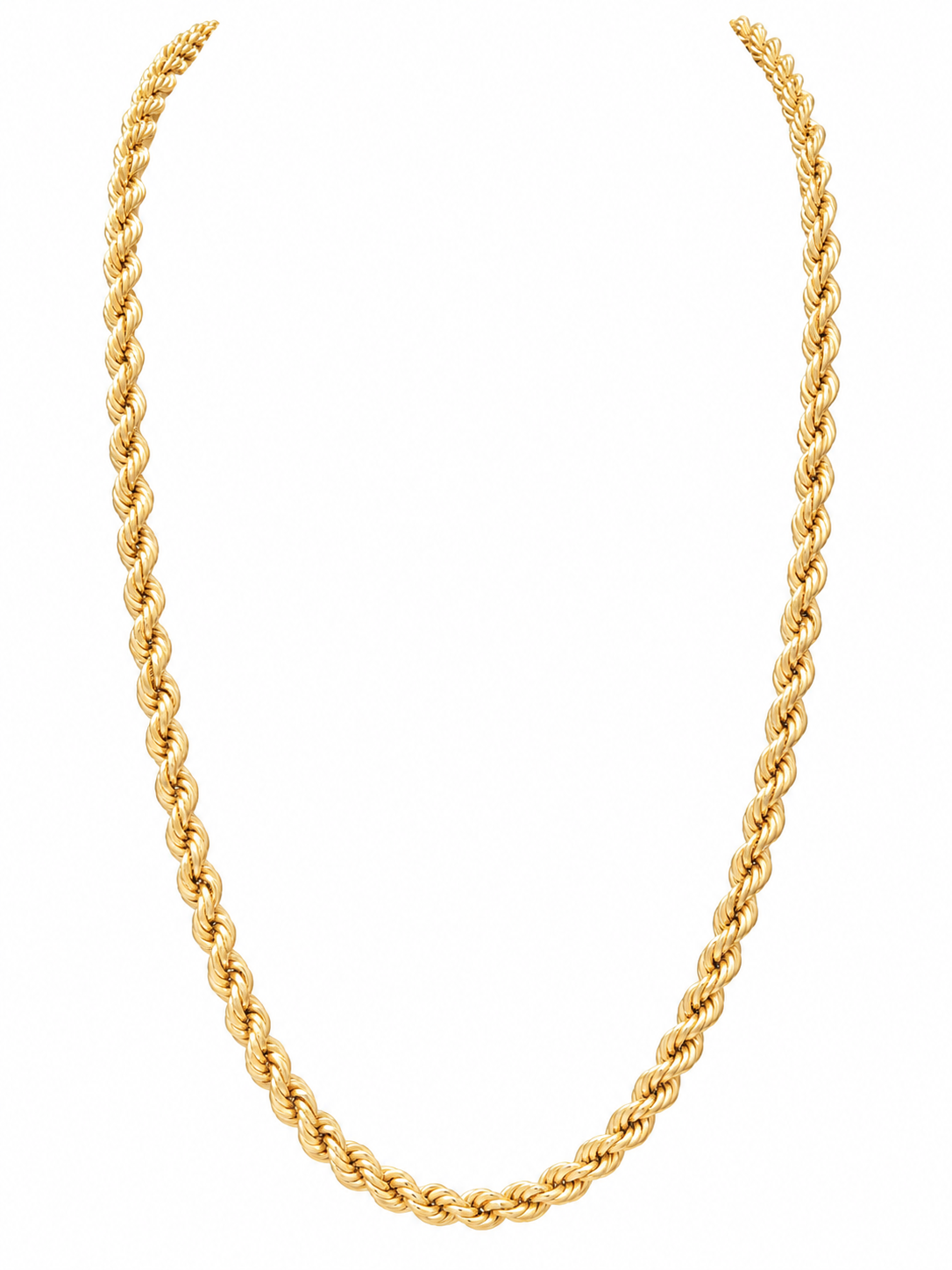10K Yellow Gold Hollow Rope Chain 5mm, 24 Inches