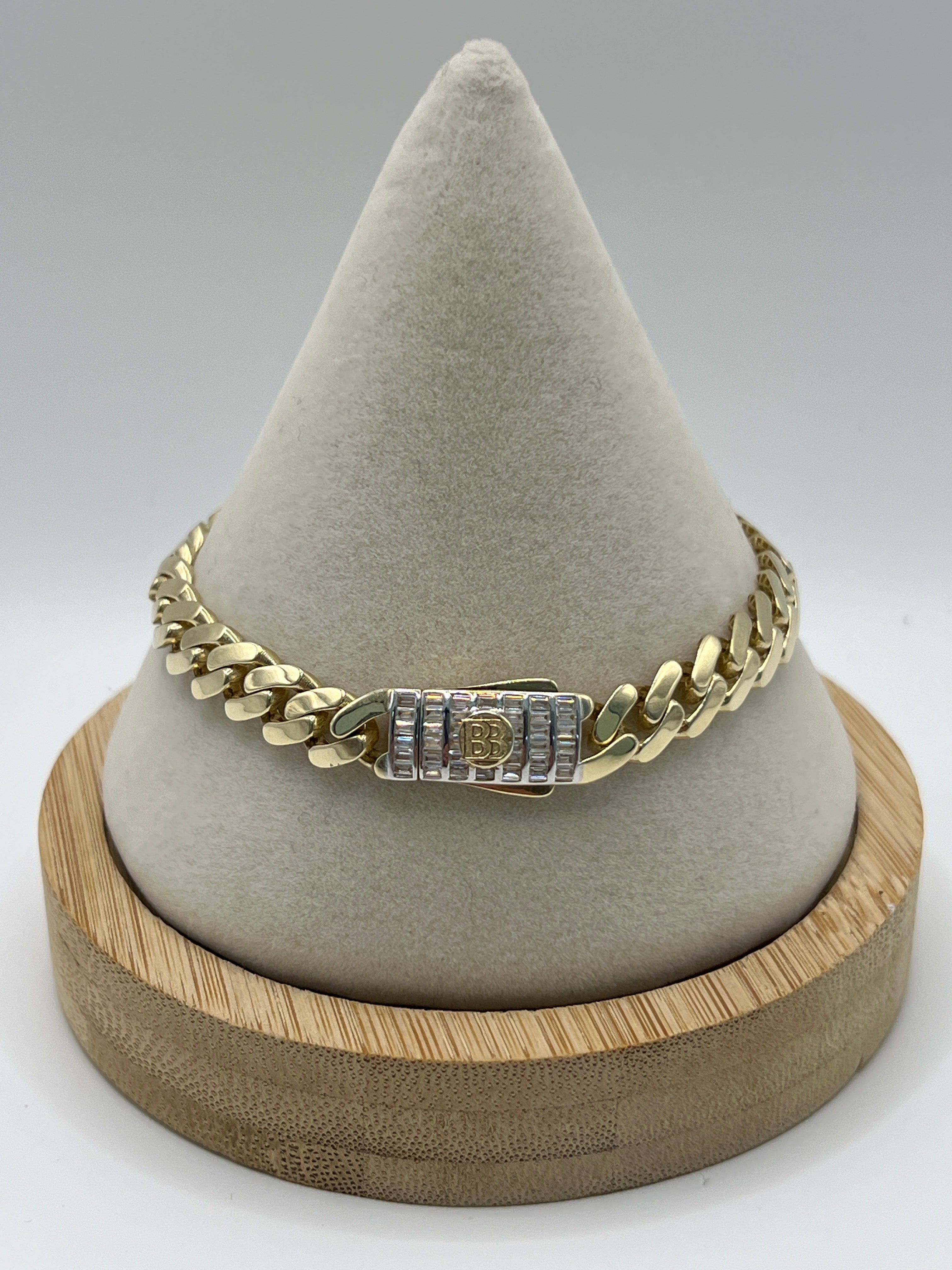 10K Yellow Gold Monaco/Italo Chain 8” – 8mm Classic Twisted Necklace Jewelry
