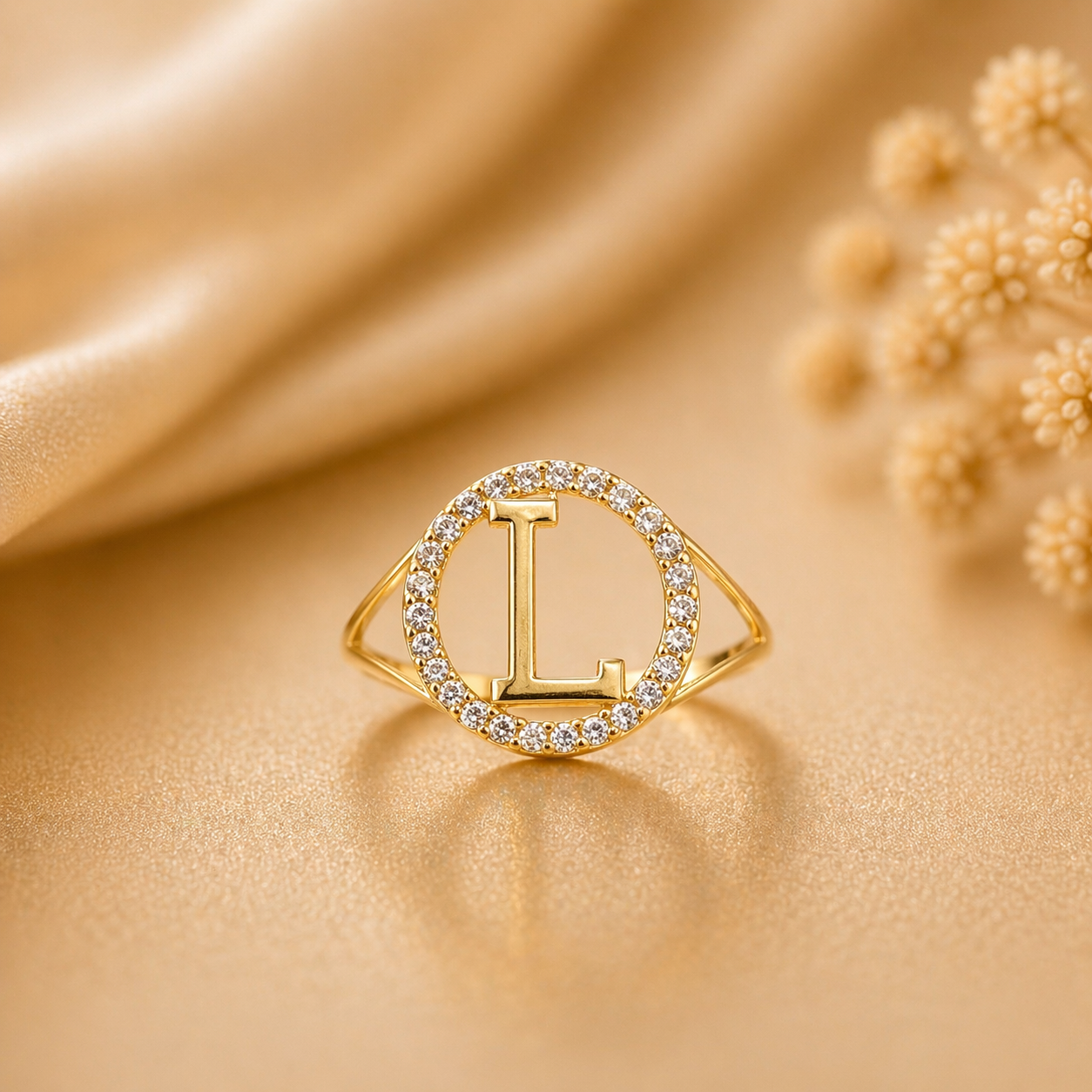10K Yellow Gold Initial L Ring Size 7 – Personalized Letter Ring