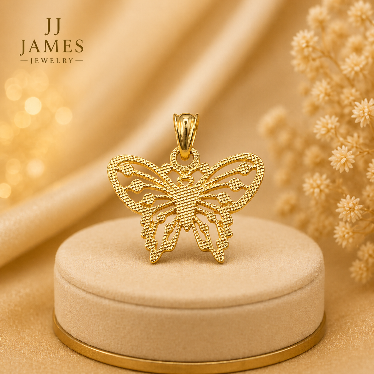 10K Yellow Gold Butterfly Pendant – Elegant Nature-Inspired Jewellery