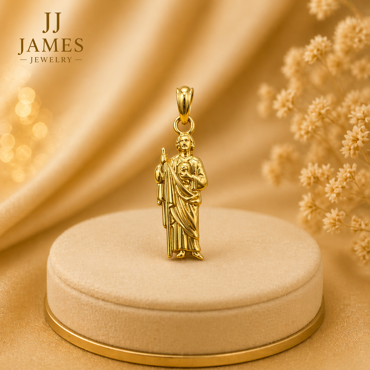 10K Yellow Gold St. Jude Pendant – Religious Medallion Jewellery