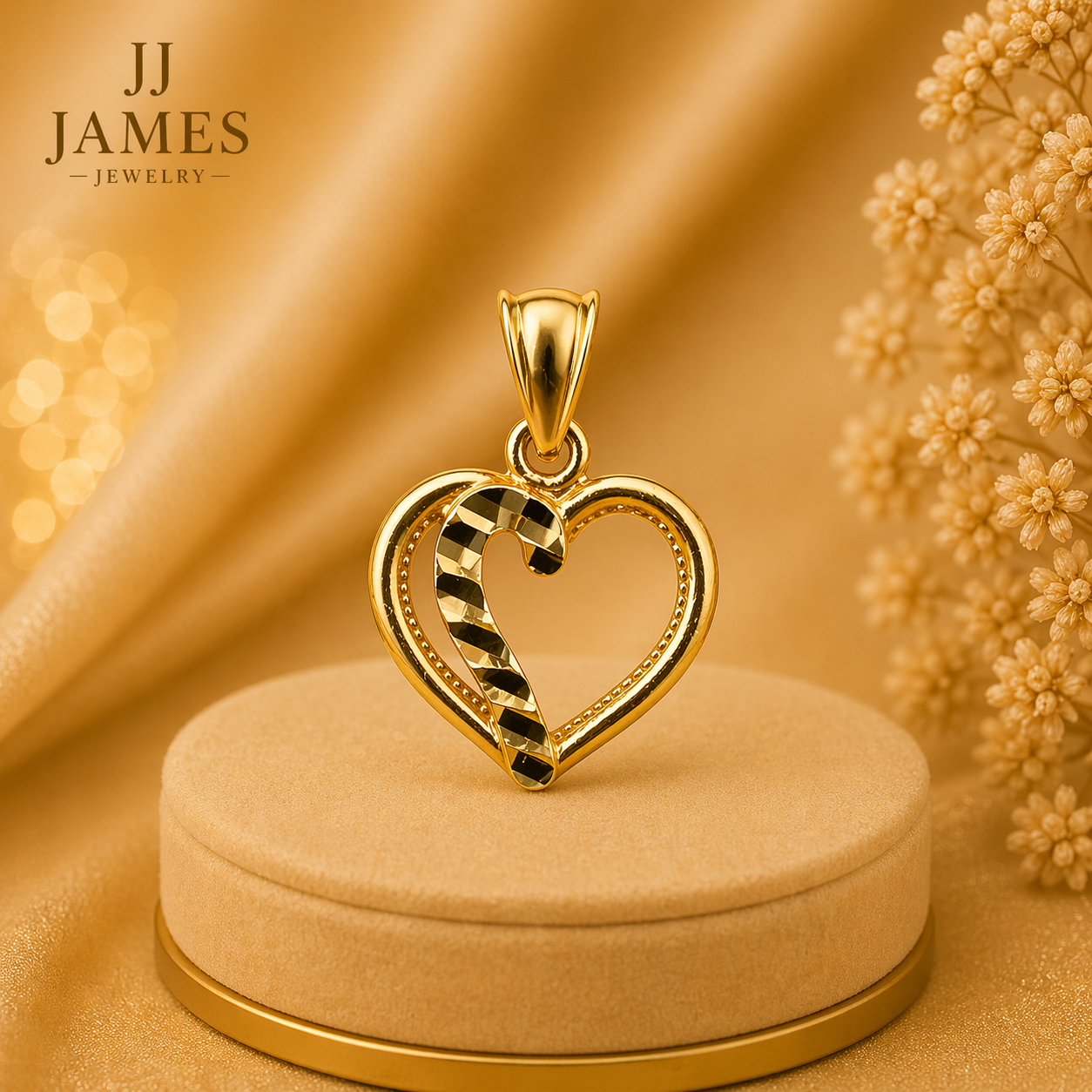 10K Yellow Gold Heart Pendant – Classic Elegant Love Charm Necklace