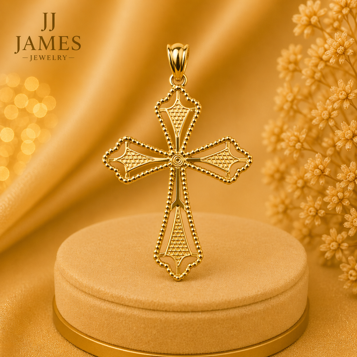 10K Yellow Gold Cross Pendant – Classic Faith Religious Necklace Charm