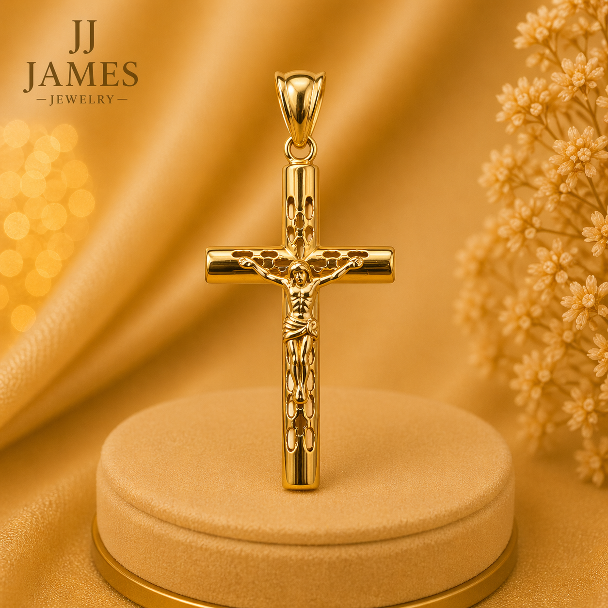 10K Yellow Gold Cross Pendant – Classic Religious Faith Necklace Charm