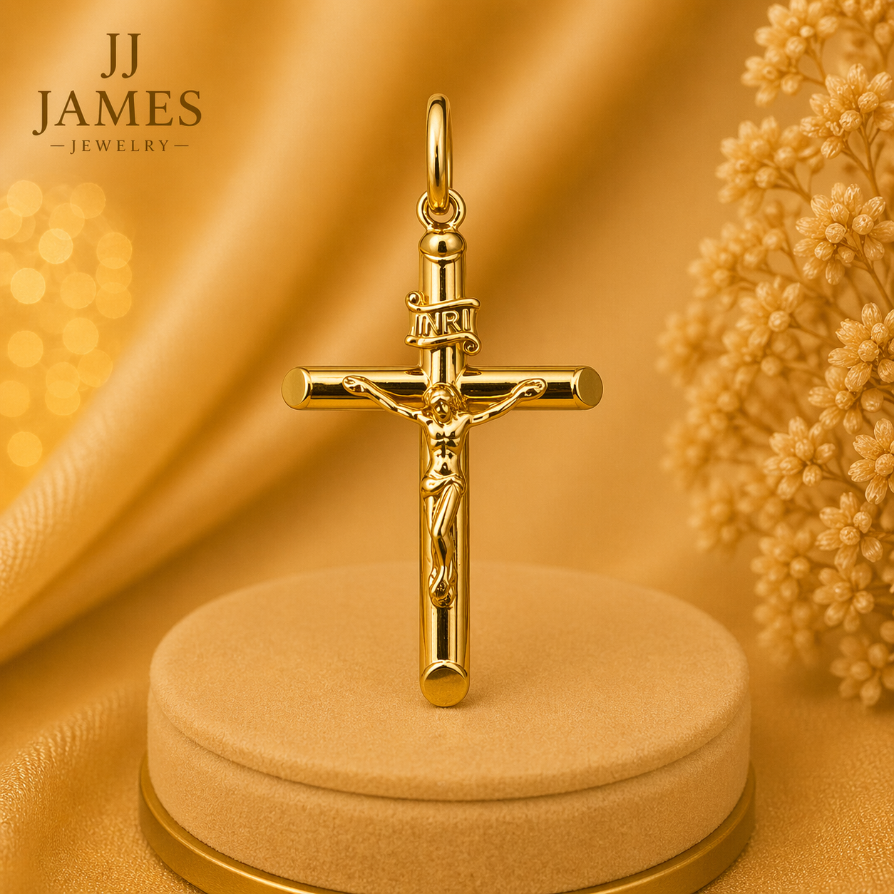 10K Yellow Gold Cross Pendant – Classic Religious Faith Necklace Charm