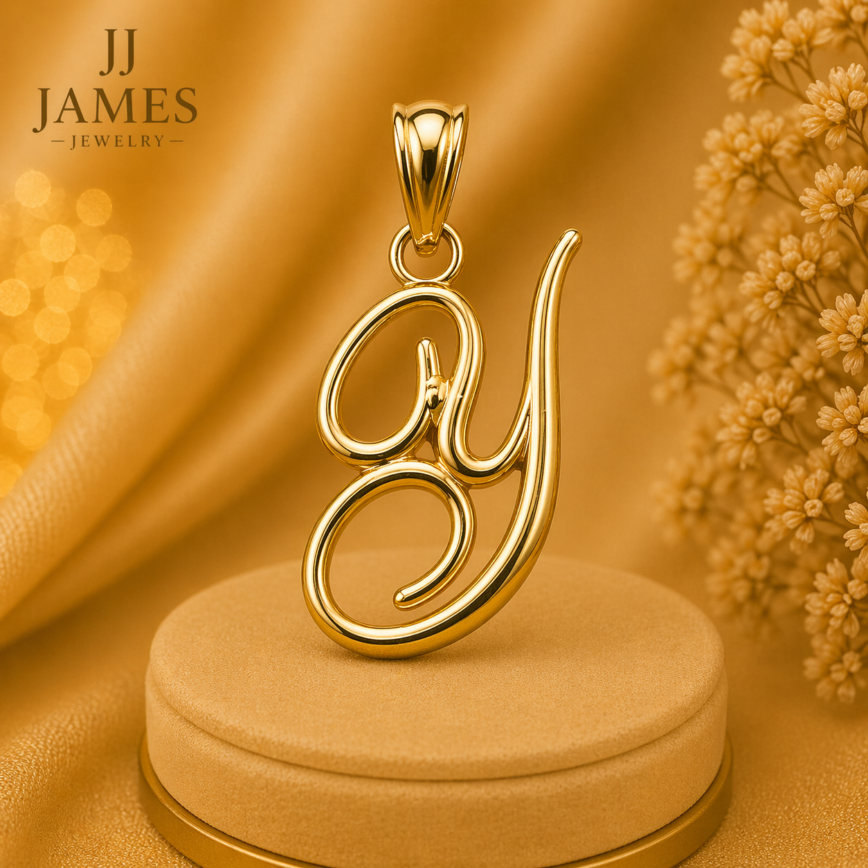 10K Yellow Gold Initial Y Pendant – Personalized Letter Necklace Charm