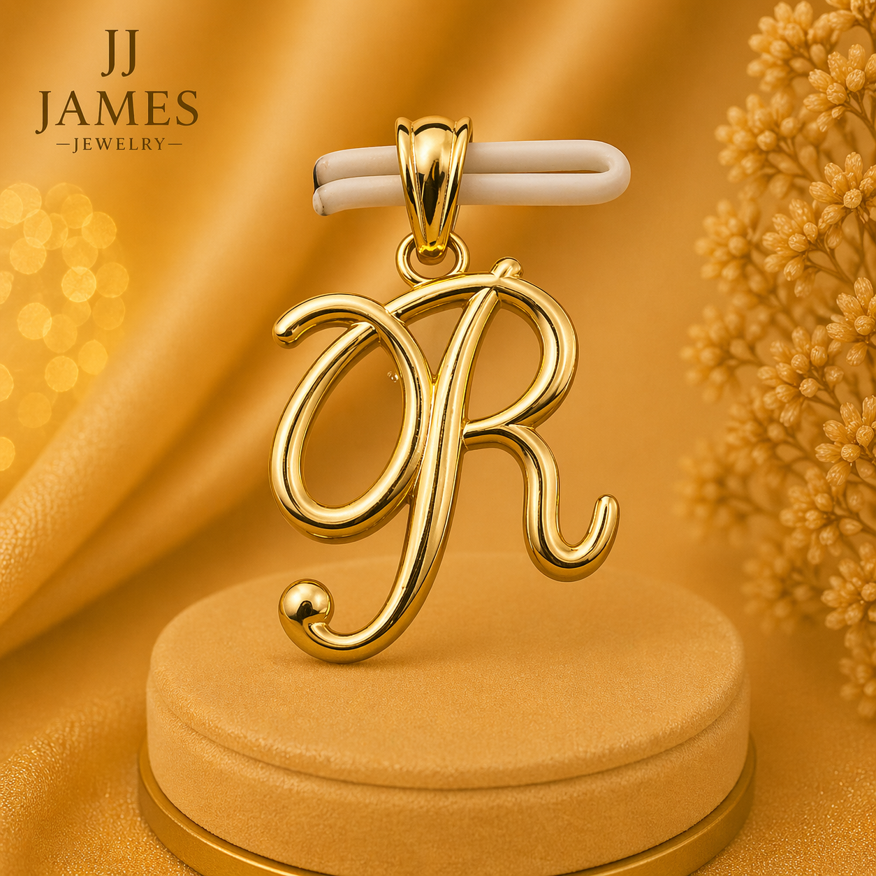 10K Yellow Gold Initial R Pendant – Personalized Letter Necklace Charm