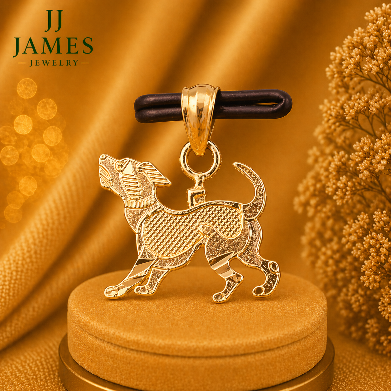 10K Yellow Gold Dog Pendant – Charming Pet Lover Necklace Charm