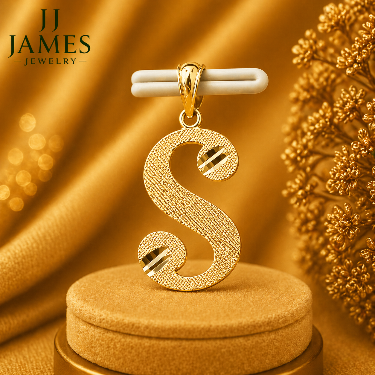 10K Yellow Gold Initial S Pendant – Personalized Letter Necklace Charm