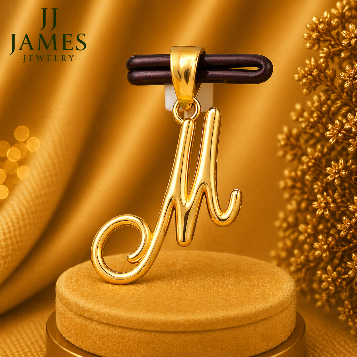 10K Yellow Gold Initial M Pendant – Personalized Letter Necklace Charm