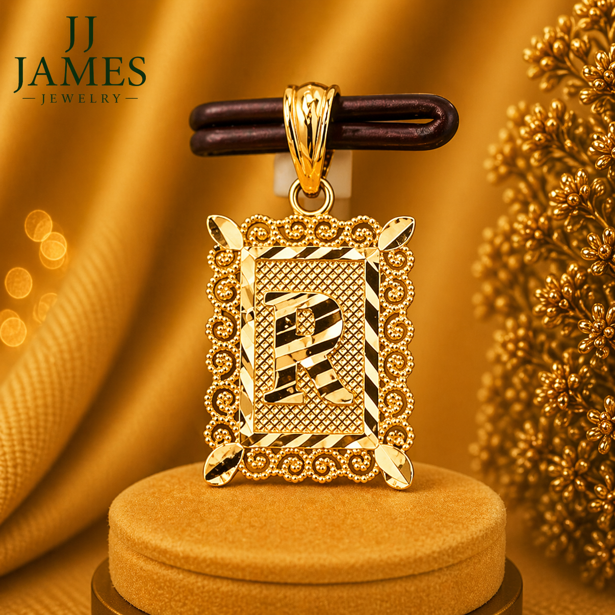 10K Yellow Gold Initial R Pendant – Personalized Letter Necklace Charm