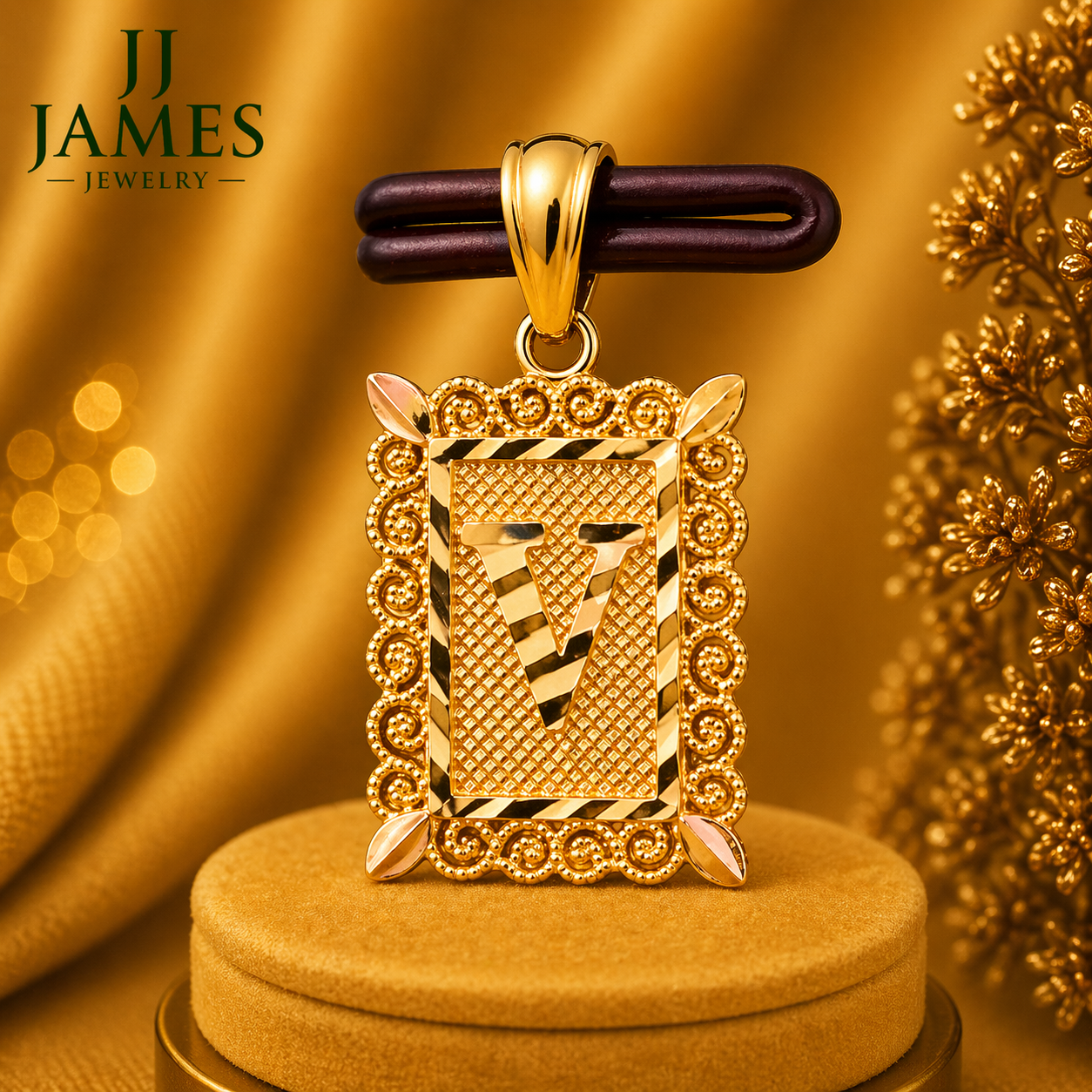 10K Yellow Gold Initial V Pendant – Personalized Letter Necklace Charm