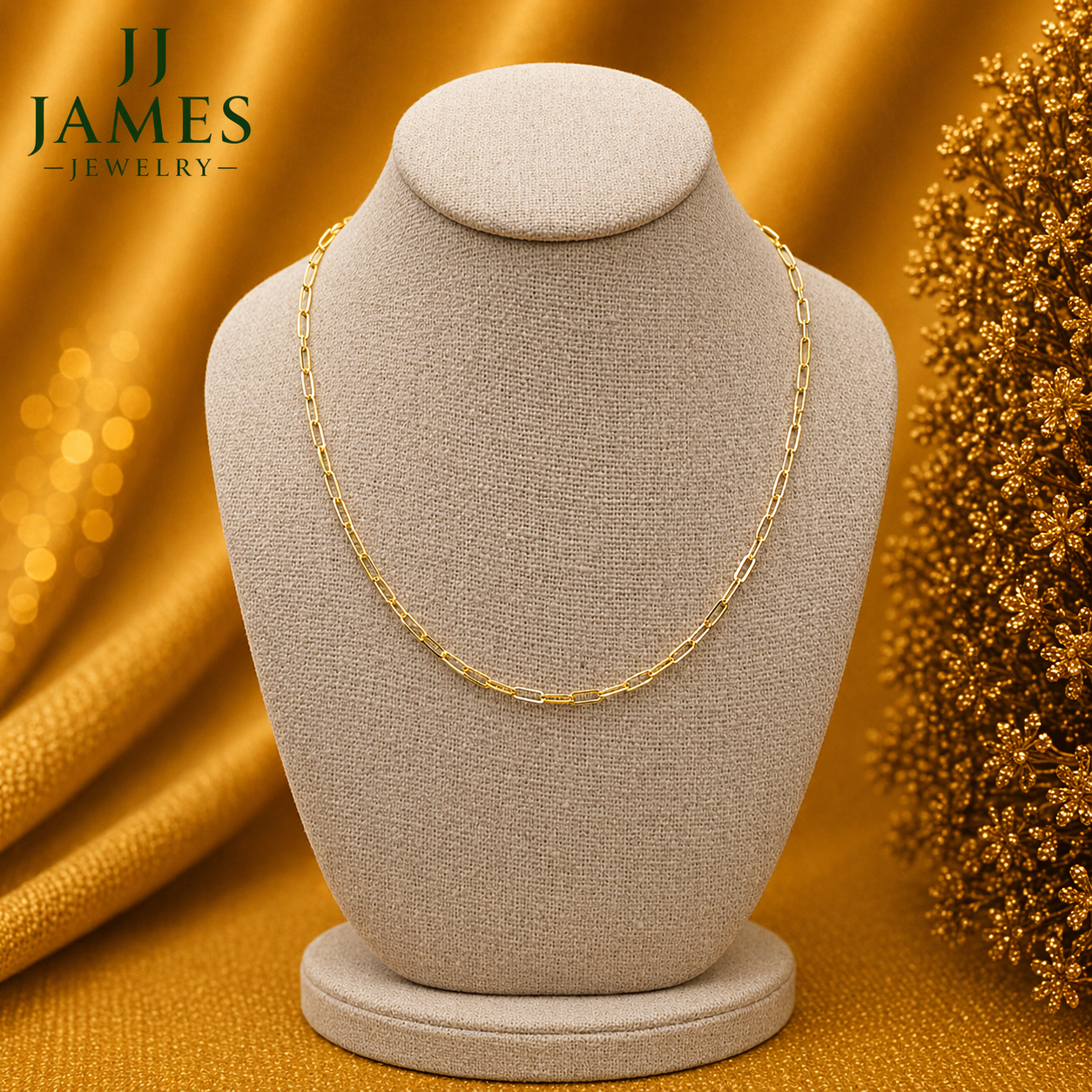 10K Yellow Gold Paperclip Chain 18” – 2.5mm Classic Link Necklace Jewelry