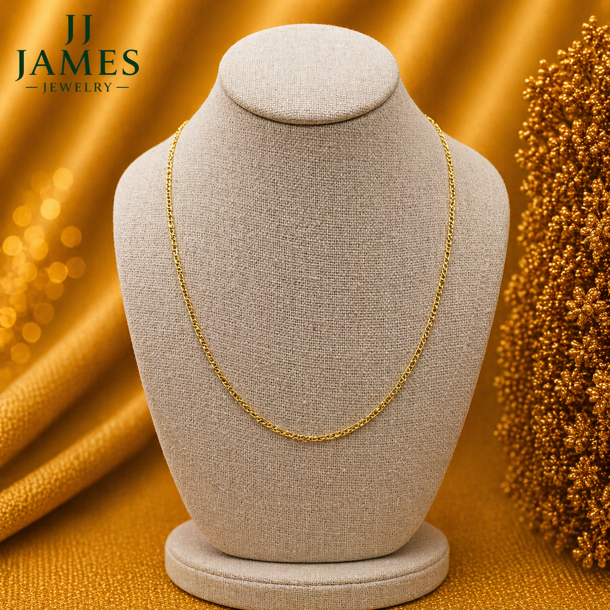 10K Yellow Gold Figaro Chain 20” – 2mm Classic Link Necklace Jewelry