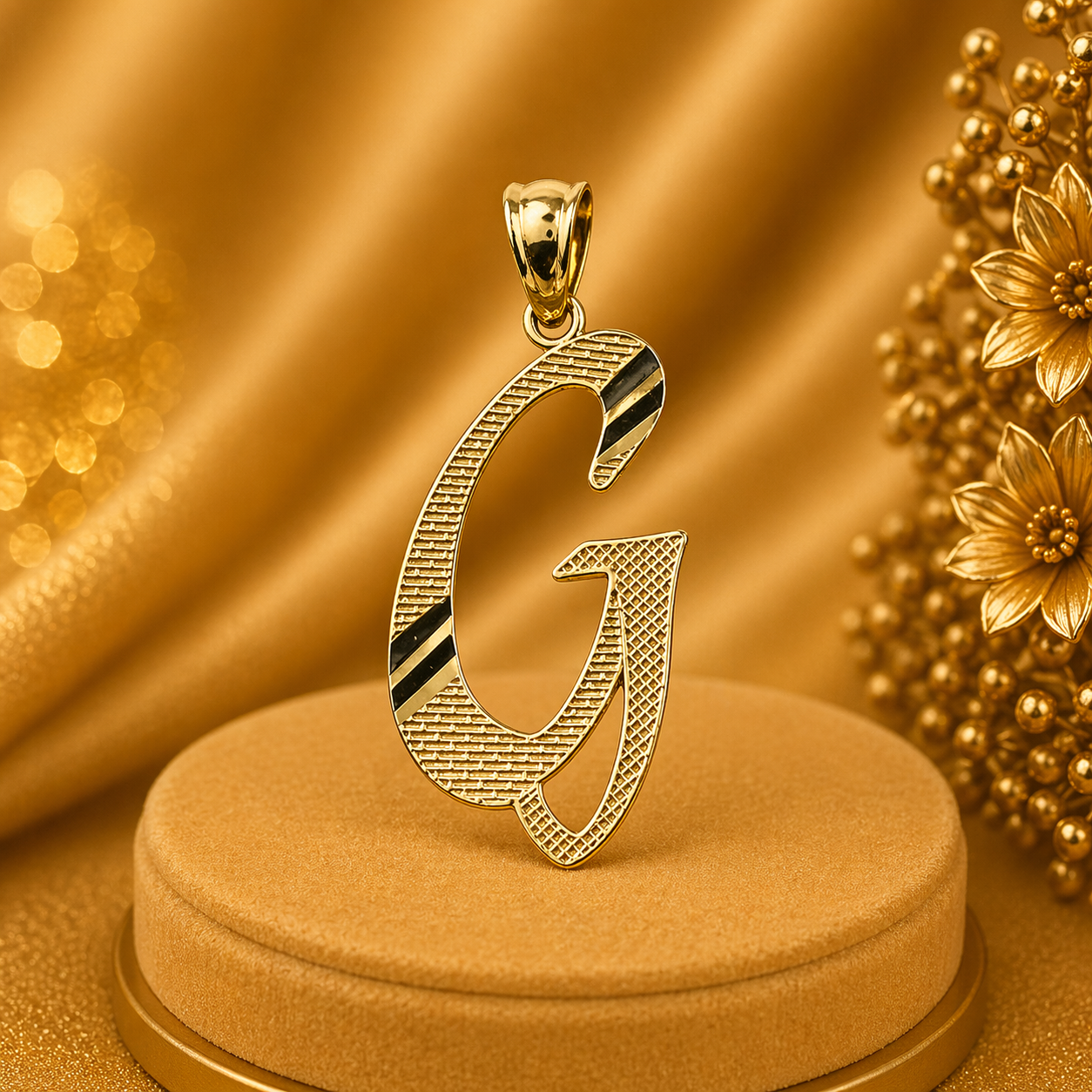 14K Yellow Gold Initial G Pendant – Personalized Letter Gold Necklace Charm