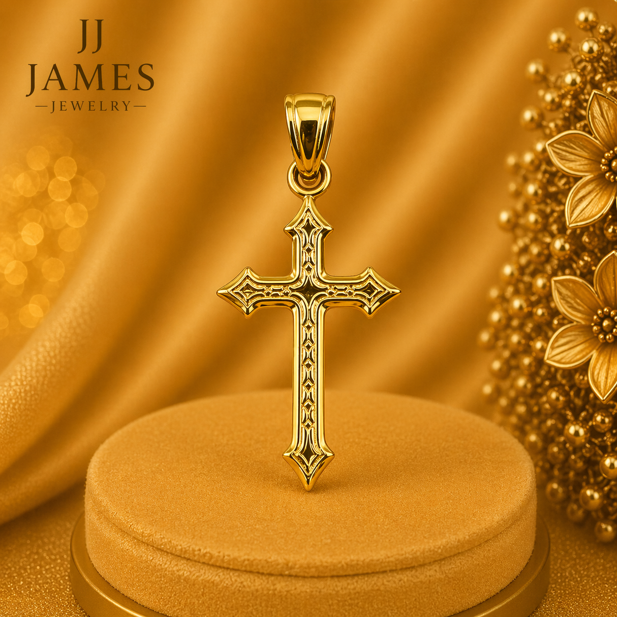 10K Yellow Gold Cross Pendant – Classic Religious Gold Necklace Charm