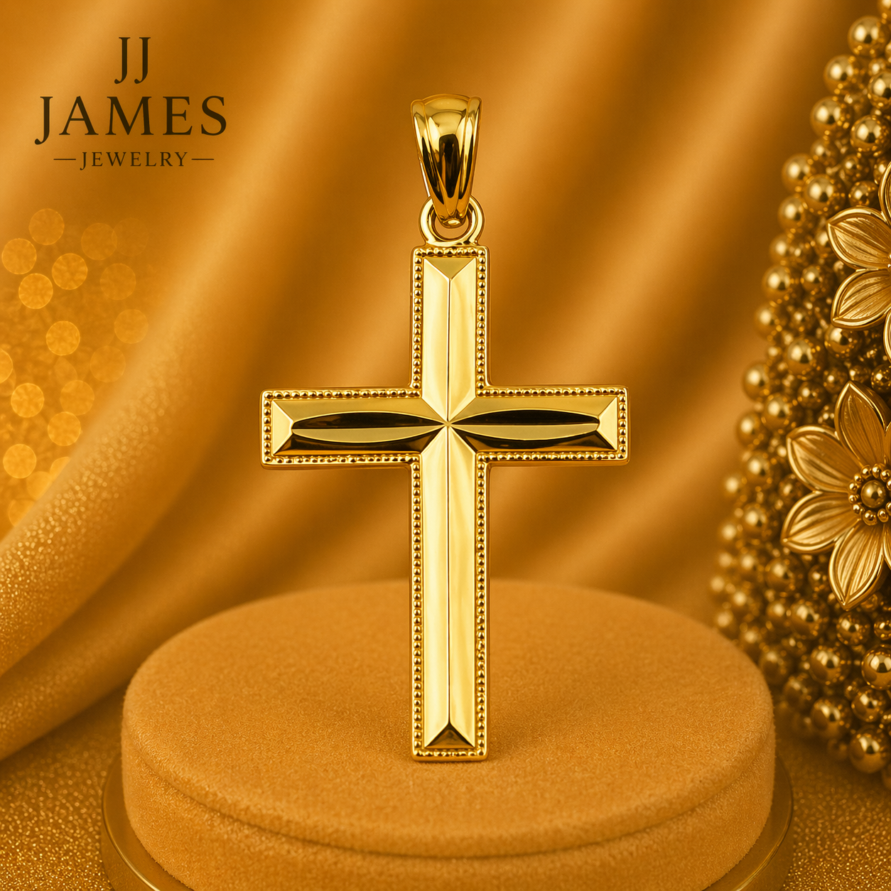10K Yellow Gold Cross Pendant – Classic Religious Gold Necklace Charm