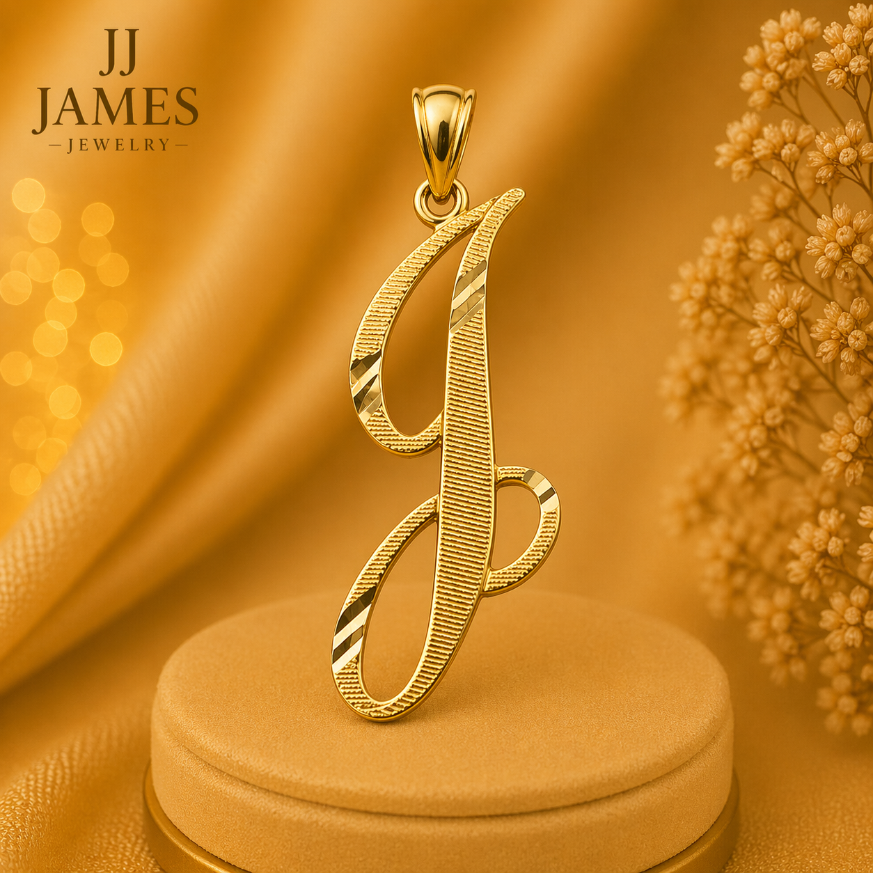 10K Yellow Gold Initial J Pendant – Personalized Letter Necklace Charm