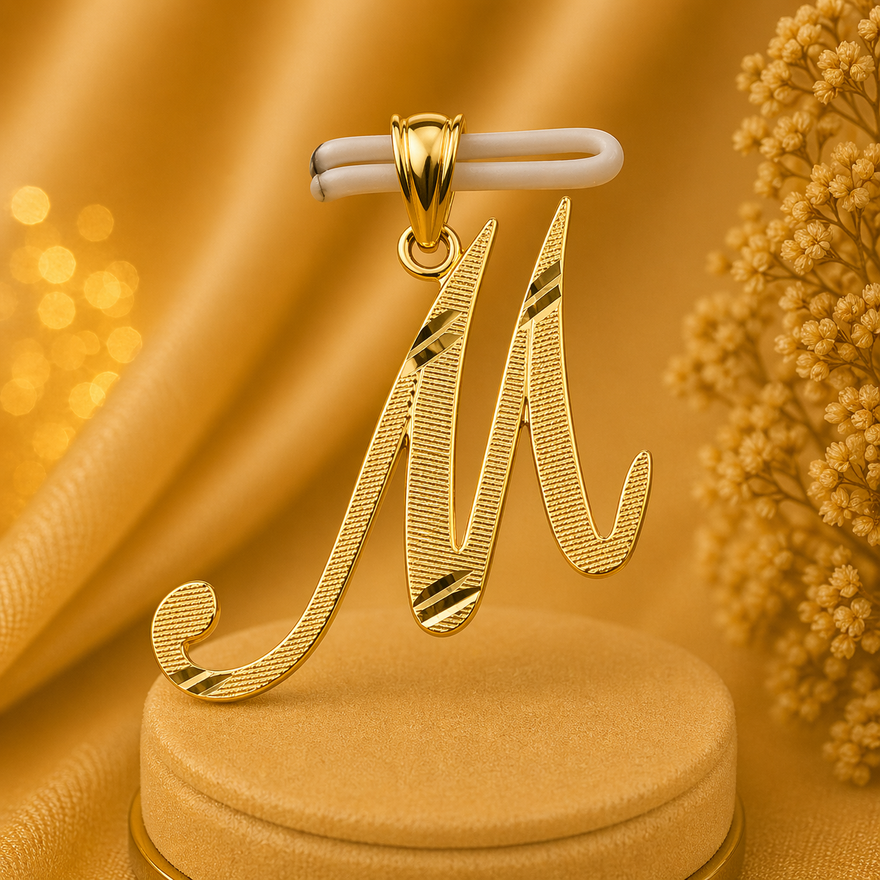10K Yellow Gold Initial M Pendant – Personalized Letter Necklace Charm
