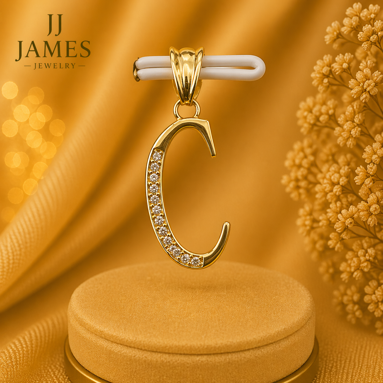 10K Yellow Gold Initial C Pendant – Personalized Letter Necklace Charm