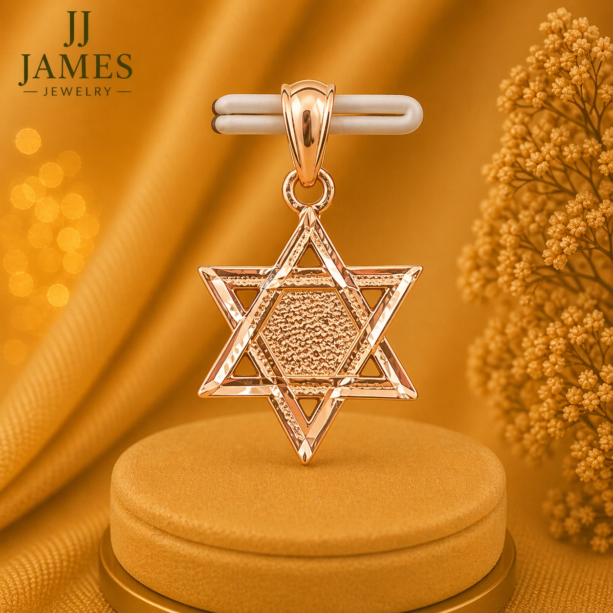 10K Yellow Gold Star of David Pendant – Religious Symbol Necklace Charm