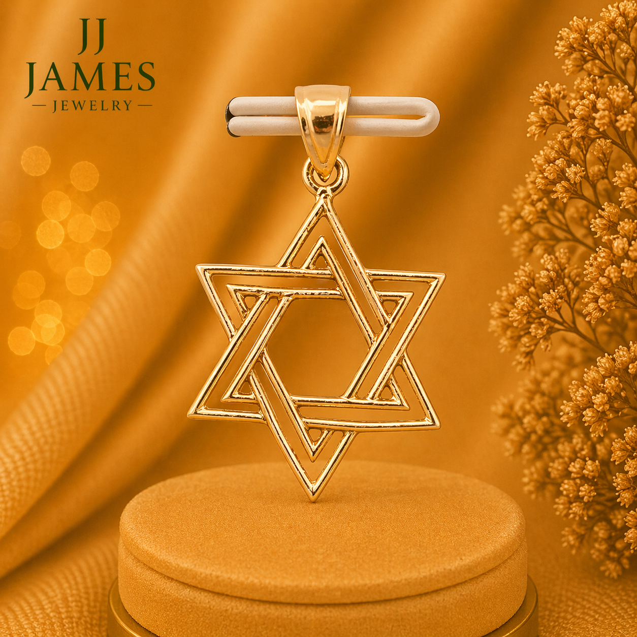 10K Yellow Gold Star of David Pendant – Elegant Religious Necklace Charm