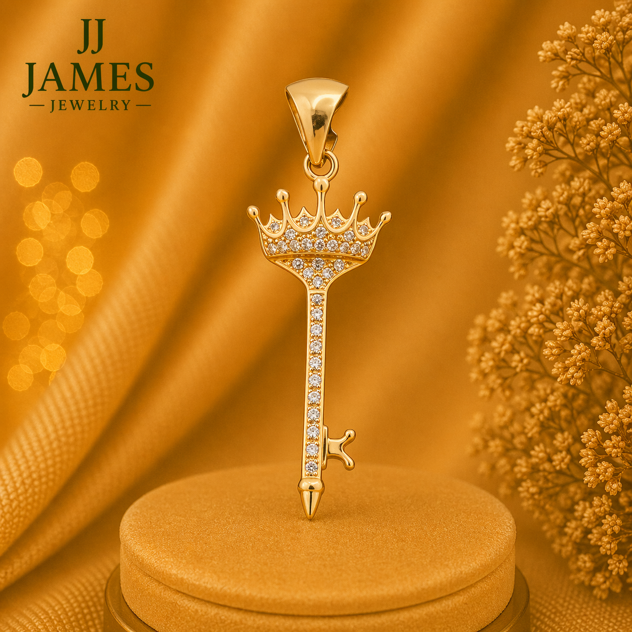 10K Yellow Gold Key Pendant – Elegant Symbolic Necklace Charm
